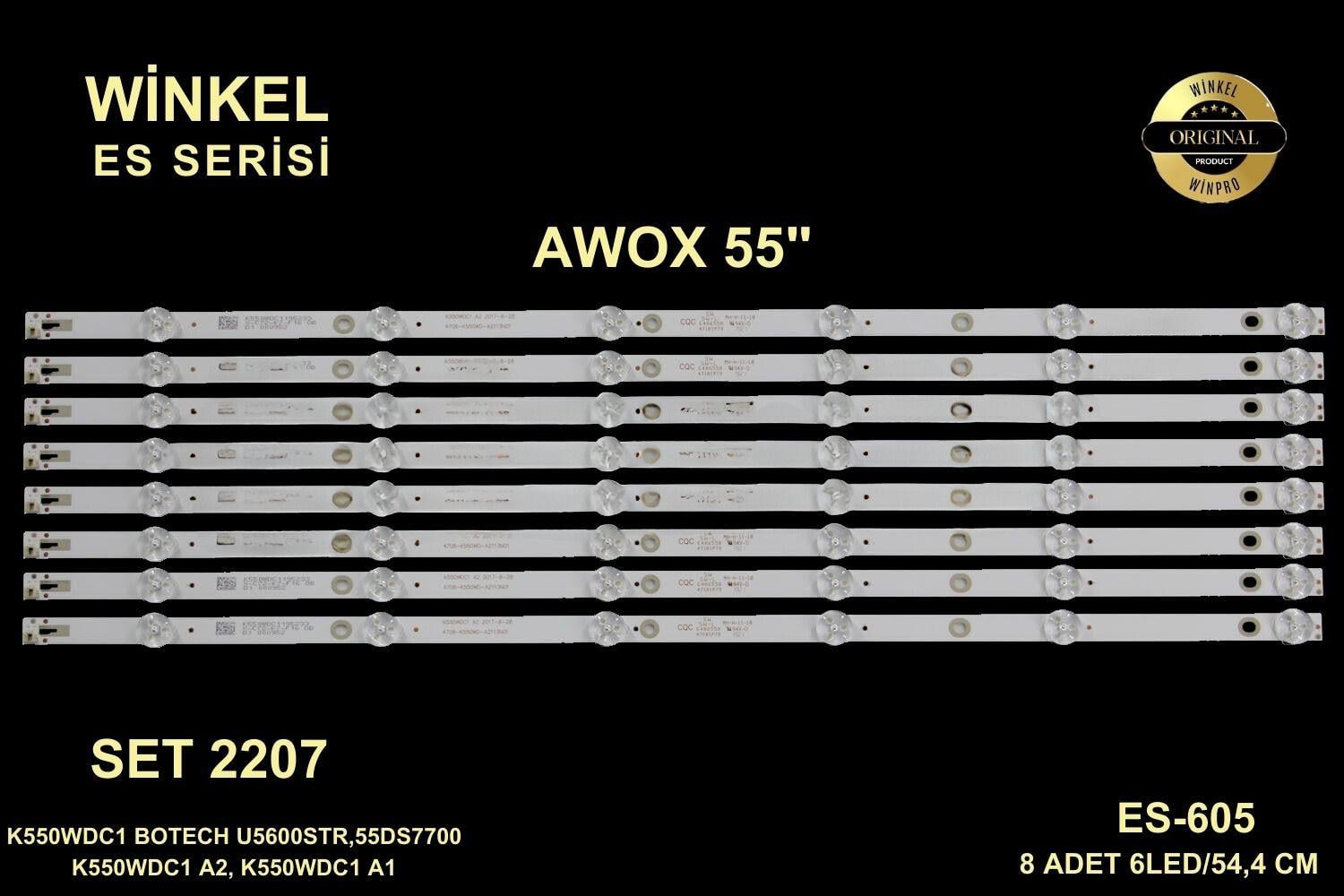 AWOX K550WDC1 BOTECH U5600STR,55DS7700 K550WDC1 A2, K550WDC1 A1, AWOX U5600STR LED BAR , PHILIPS 55PUF6022/T3 LED BAR, BOTECH, TELEFOX 55TFH5510/4K/S LED BAR 36384 ES-605 GEN-605 SET-0605 SET605 GEN605 STL1773T 1773T BSC2-U55/MTR
