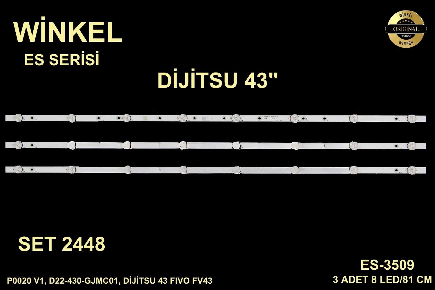 DİJİTSU P0020 V1, D22-430-GJMC01,  DİJİTSU 43 FIVO FV43 LED BAR, 8 LEDLİ, 81 CM,ES-3509