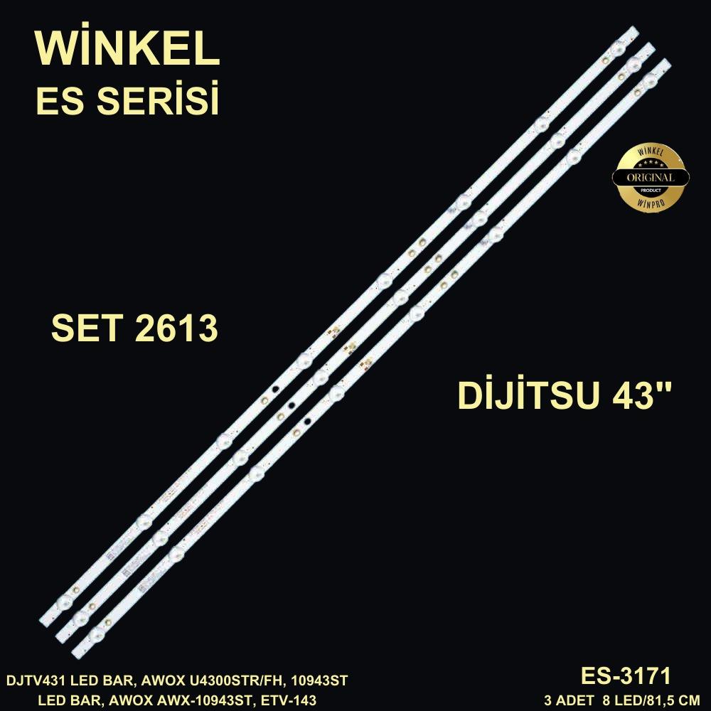 DİJİTSUDJTV431 LED BAR, KJ43D08-ZC22AG-13E 303KJ430041E 8S1P 8 LEDLİ, AWOX U4300STR/FH, 10943ST LED BAR, AWOX AWX-10943ST, LED BAR, DLED43HD 3X8 1002, ELECTROMASTER, ETV-143 ES-3171 ES 3171