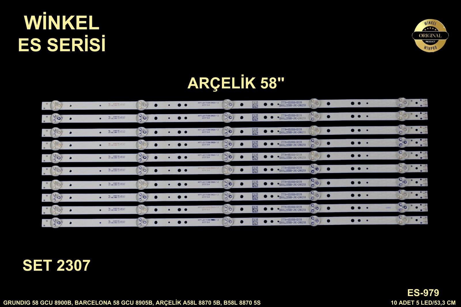 GRUNDIG 58 GCU 8900B, BARCELONA 58 GCU 8905B, ARÇELİK A58L 8870 5B, B58L 8870 5S LED BAR , APT-LB17038-58G3-1.2, JL.D58051330-202AS-M V580DJ4-MD1 LED BAR BACKLIGHT ES-979 SET-979 SET-0979 SET979 58GCU8900 58GCU58905 ES-979 ES 979,ES-3008