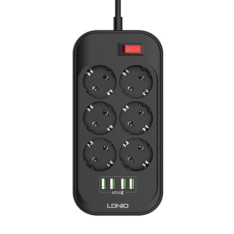 Ldnio SE6403 Anahtarlı 4 USB'li 6'lı Akım Korumalı Priz