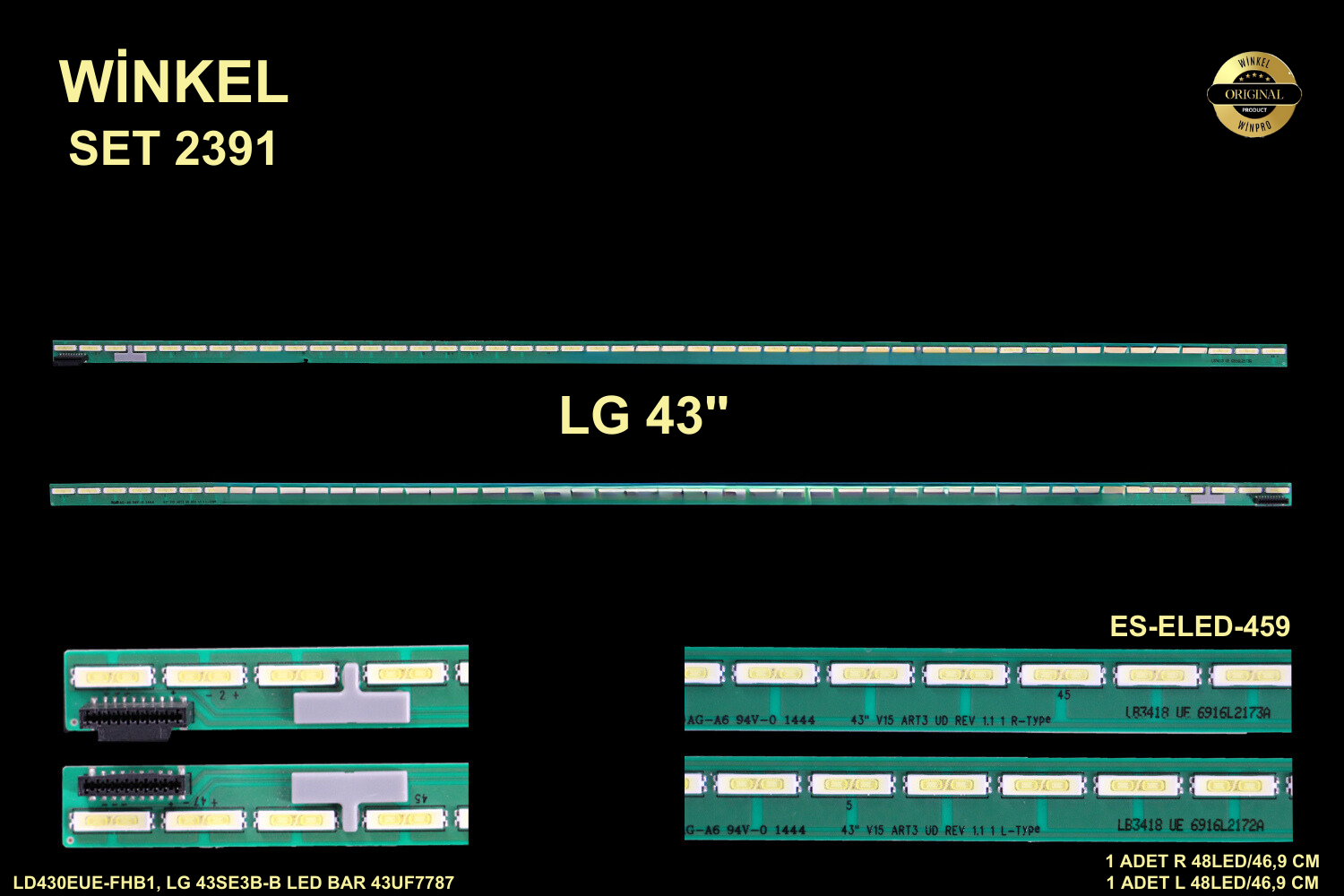 LG 43LX540S, 43SE3KB,, LG 43SE3B-B LED BAR 43UF7787,ES-ELED-459
