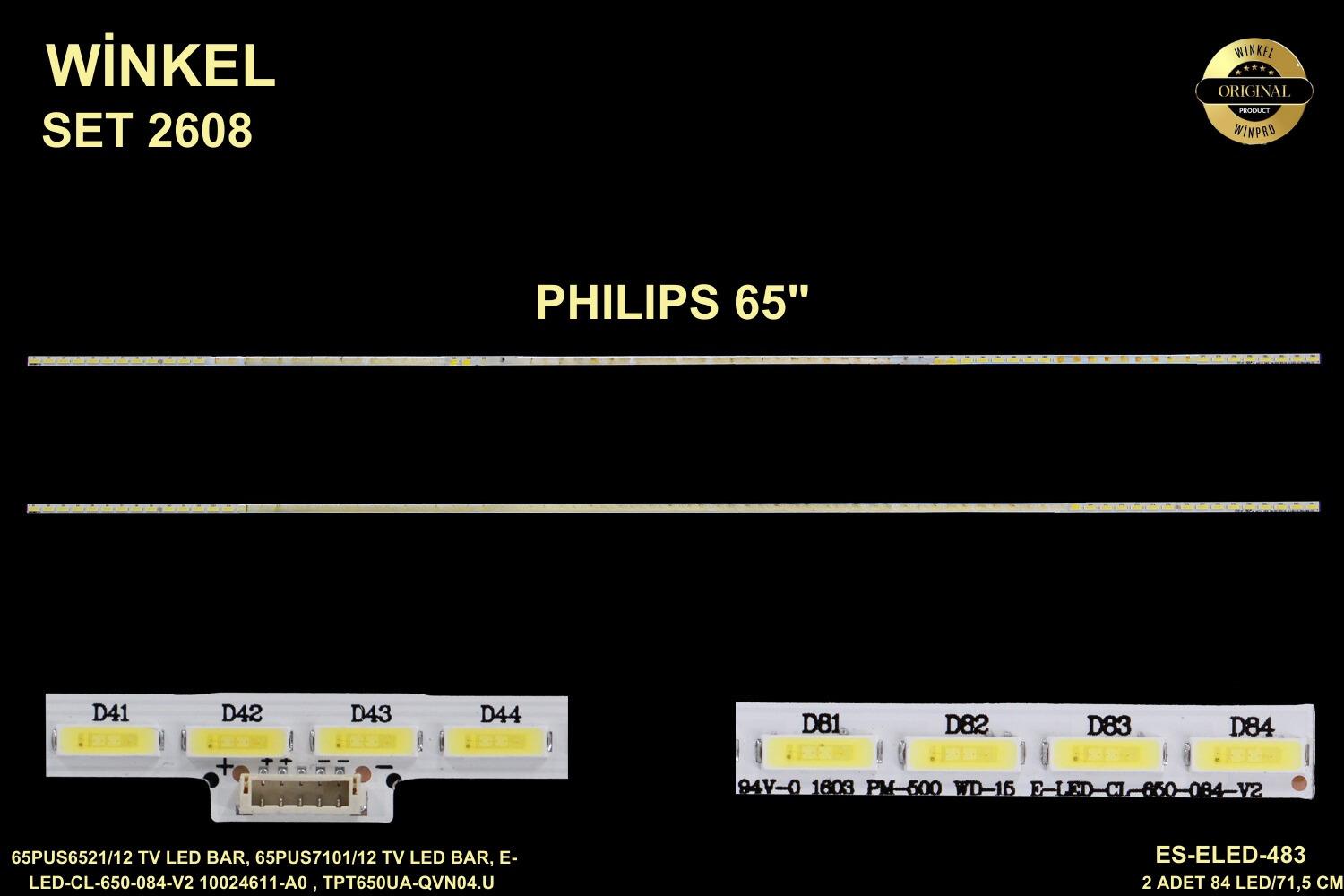 PHILIPS 65PUS6521/12 TV LED BAR, 65PUS7101/12 TV LED BAR, ES-ELED-483 ELED 483
