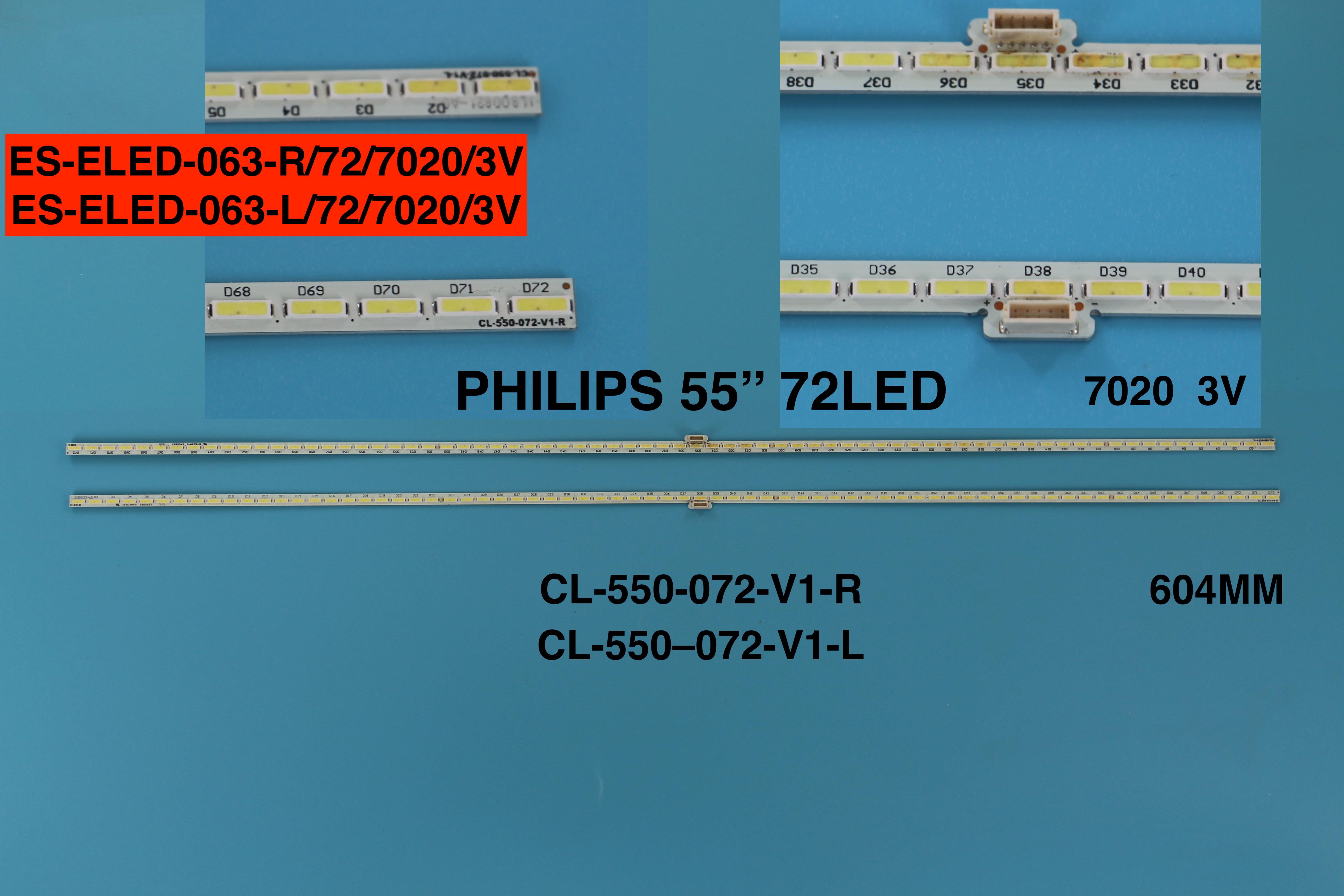 PHILIPS  LK 10024666-A0, 11800822-A0, CL-550-072-V1-R, 11800821-A0, CL-550-072-V1-L, LK10024666-AO 55pus7101 ELED063 ES-ELED-063 ELED-063 TKM-063 TKM063 TPT550U2-EQLSJA.G