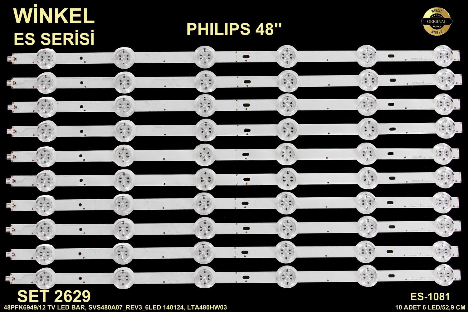 PHILIPS48PFK6949/12 TV LED BAR, SVS480A07_REV3_6LED 140124, LTA480HW03 ES-1081 ES 1081