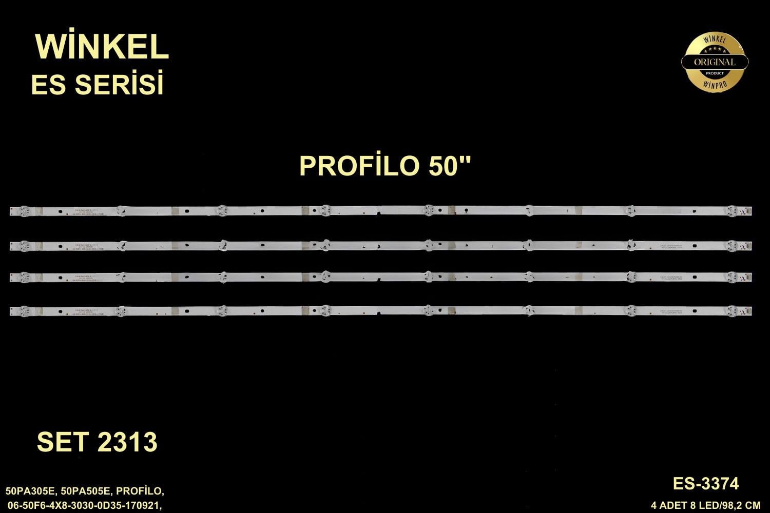 PROFİLO 50PA505E, LED BAR, HK50D08-ZC22AG-11E, 303HK500040E, 06-50F6-4X8-3030-0D35-180704,50PA305E,ES-3374