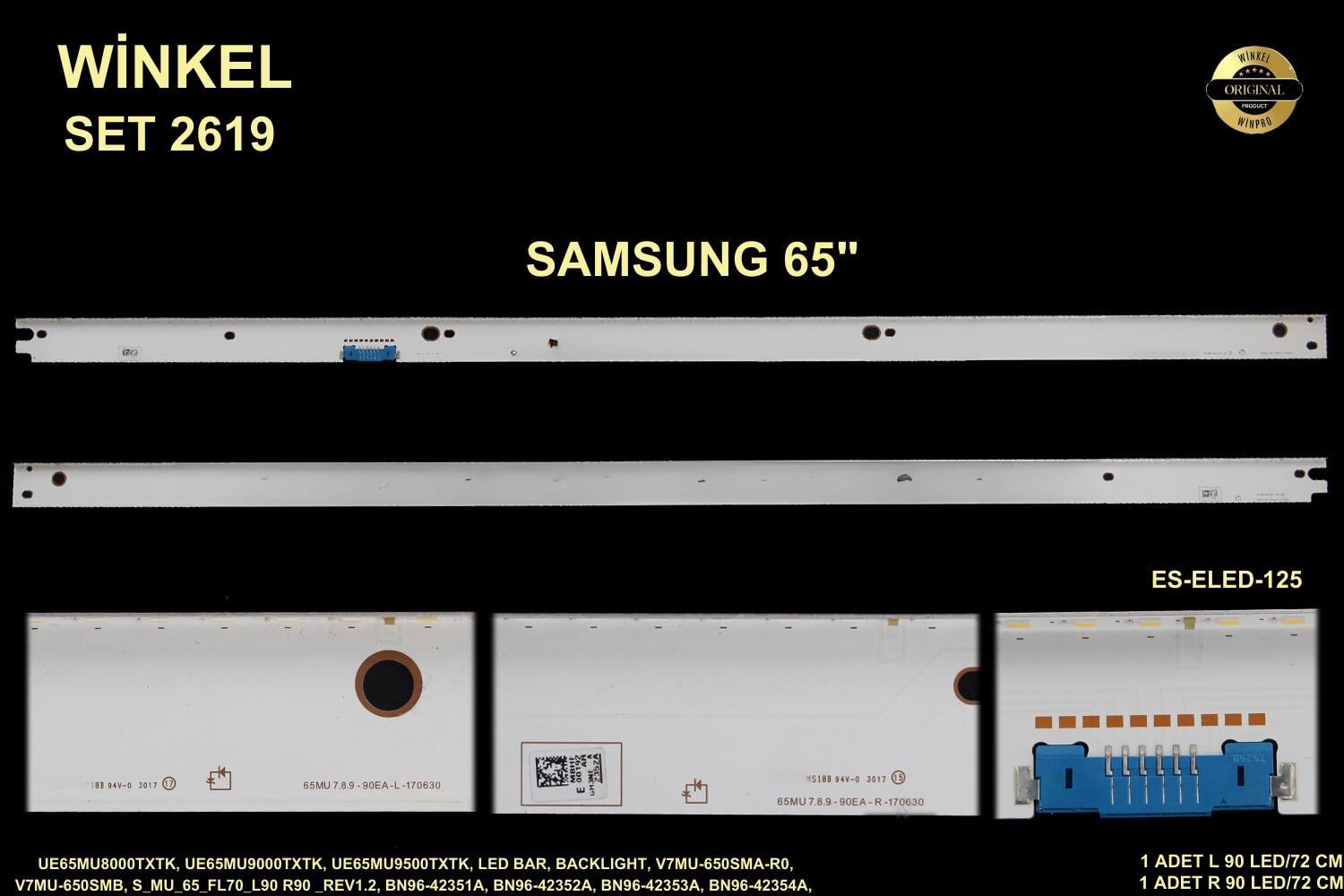 SAMSUNG UE65MU8000TXTK, UE65MU9000TXTK, UE65MU9500TXTK, LED BAR, BACKLIGHT, ES-ELED-125 ELED 125
