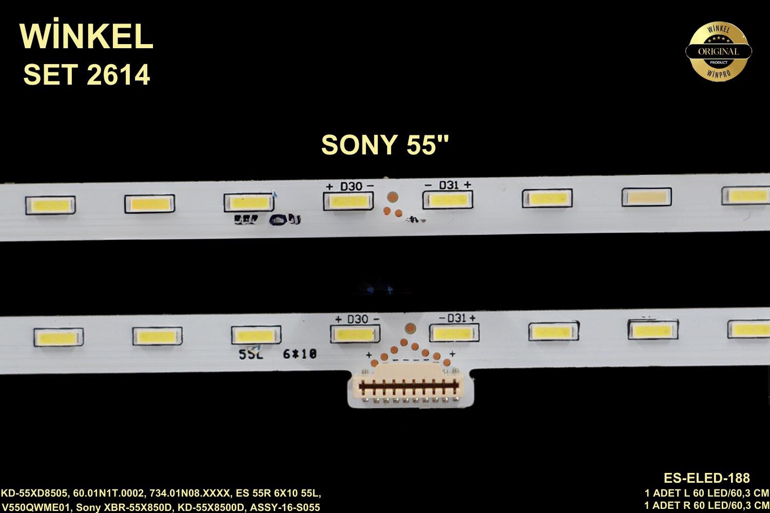 SONY KD-55XD8505, 60.01N1T.0002, 734.01N08.XXXX, ES 55R 6X10 55L, V550QWME01, Sony XBR-55X850D, KD-55X8500D, ASSY-16-S055-BC-PLAN2, 734.01N08.XXXX, V550QWME01 56.38027.020 ES-ELED-188 ELED 188