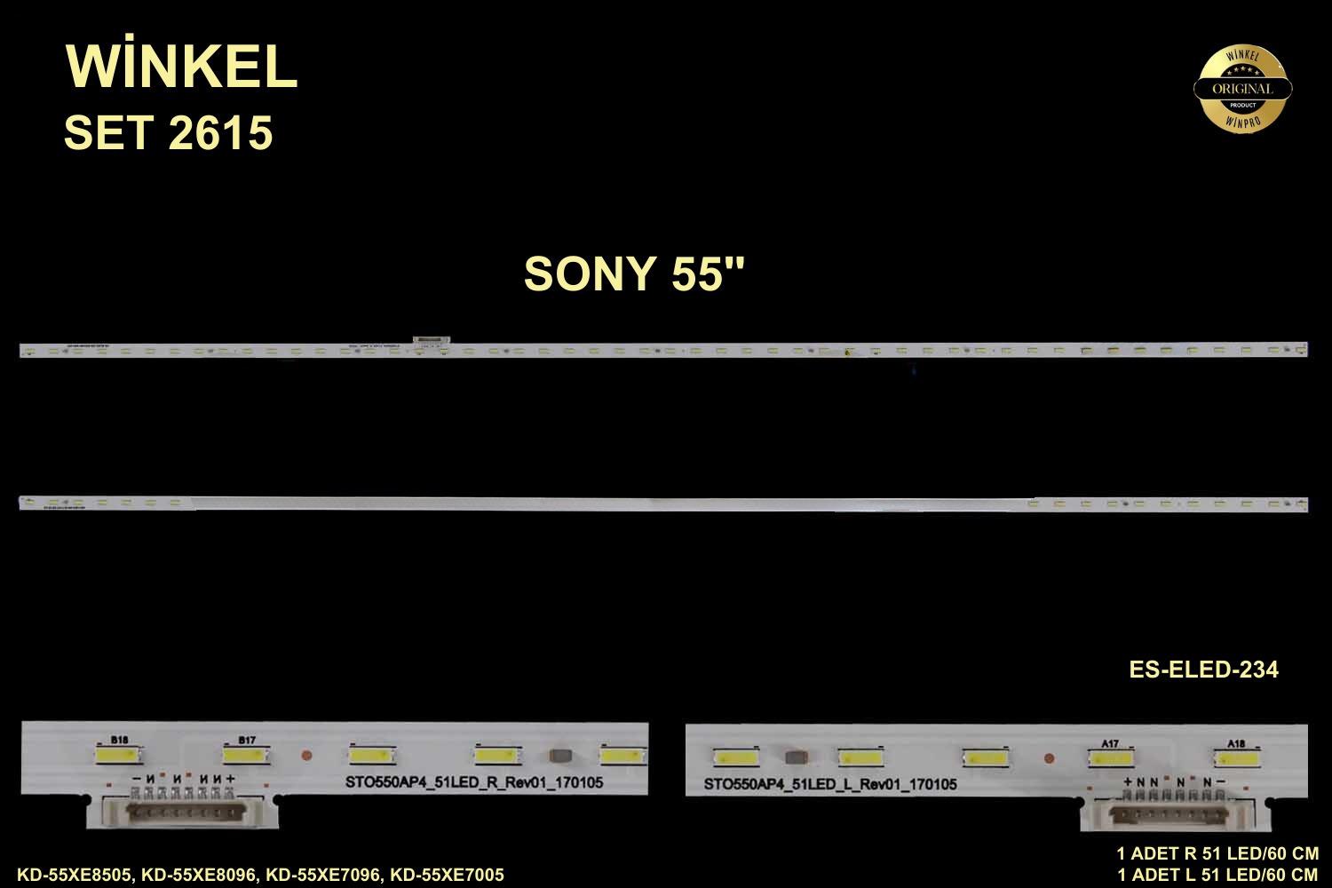 SONY KD-55XE8505, KD-55XE8096, KD-55XE7096, KD-55XE7005 ES-ELED-234 ELED 234