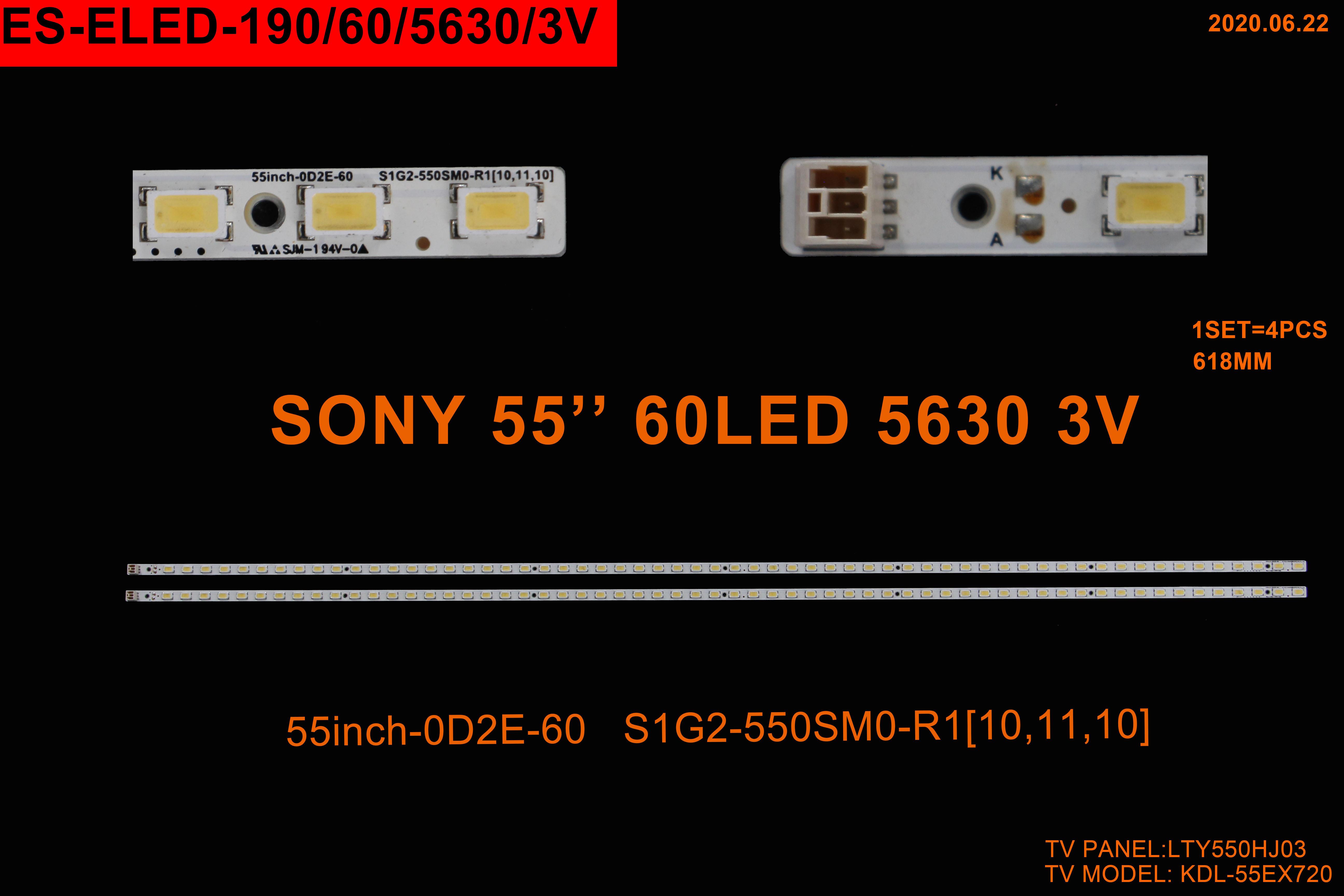 SONY KDL-55EX720,KDL-55HX750,55inch-0D2E-60 S1G2-550SM0-R1,ES-ELED-190