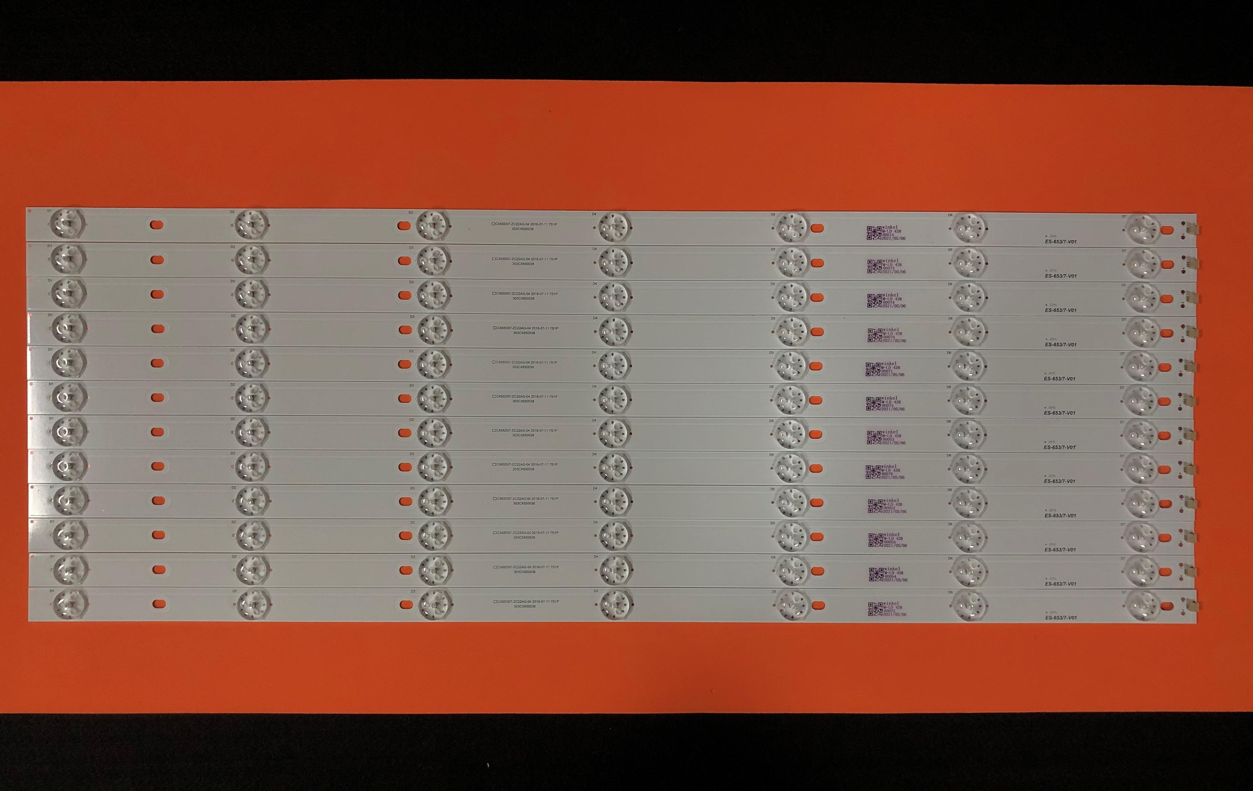 SUNNY ES-653, 65PA500T, 65PA505T, 65PA505E, SKYTECH ST-6550US, TV LED BAR BACKLIGHT, CX65D07-ZC22AG-04 7S1P, 303CX650038 - 150-155/5.8-6.0, SN065LDUCV6488H-Y-2H TV LED BAR, AXEN AX65LEDE88/0227 TV LED BAR, SANYO LE165S1UHD,ES-653