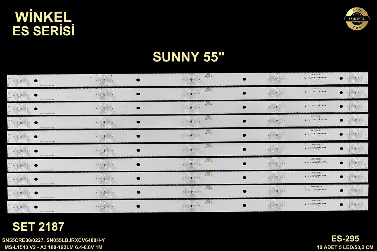 SUNNY SN55CRE88/0227, SN055LDJRXCV6488H-Y MS-L1543 V2 - A3 188-192LM 6.4-6.6V 1M, ES-295 GEN-295 SET-00295 SET295 GEN295,LCD1173