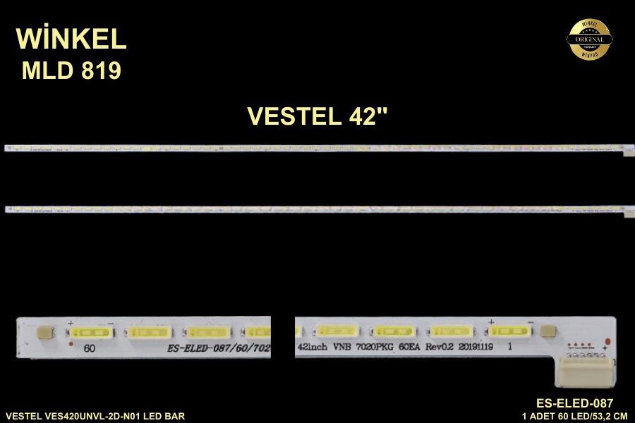 VESTEL ES-ELED-087,VESTEL VES420UNVL-2D-N01 LED BAR , METALSAN AL 42262 , 42INCH VNB 7020PKG 60EA , 42FA7100 LE42F74450LED 42 inç VBN 7020PKG 60EA REV 0.2 131209 42PF8175 , 42PF7175 , LD42F5141S ELED-087 ES-ELED-087 ELED087 STL0340 0340 42FA5100 42SNB5240