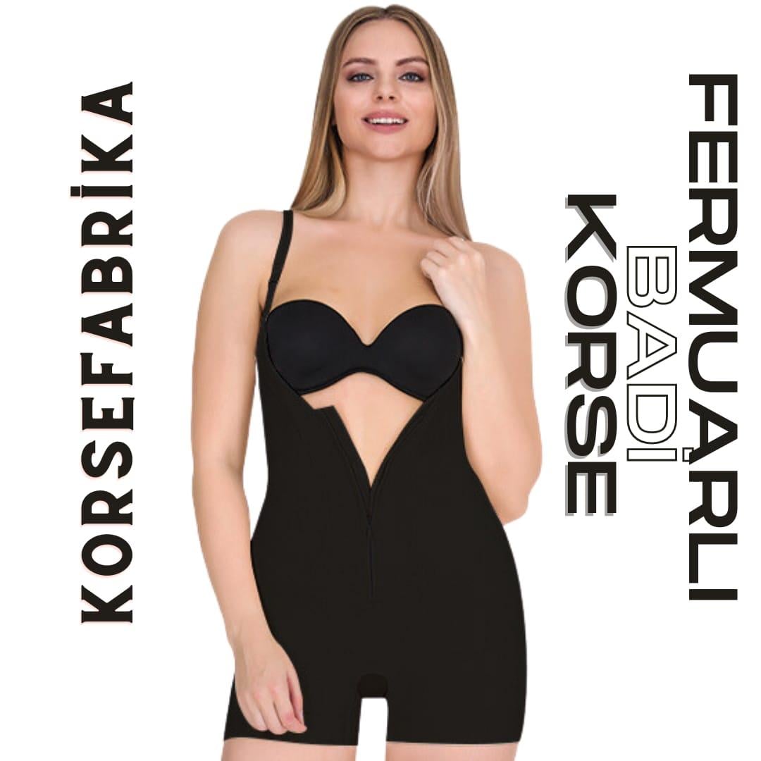 KISA PAÇALI AGRAFLI- FERMUARLI GÖĞÜS ALTI BADİ KORSE 