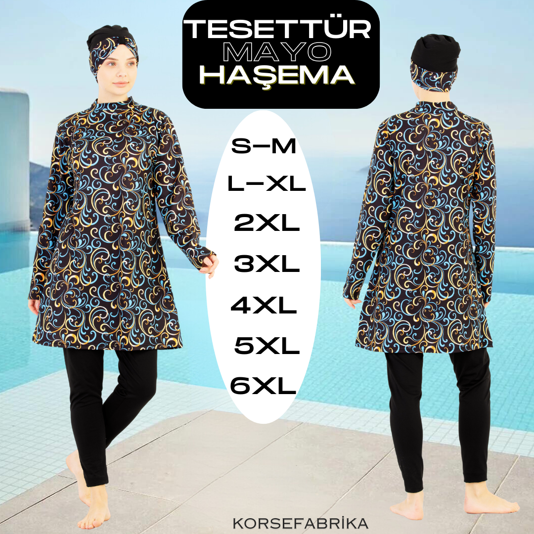 MAVİ SARI JARSE TESETTÜR MAYO