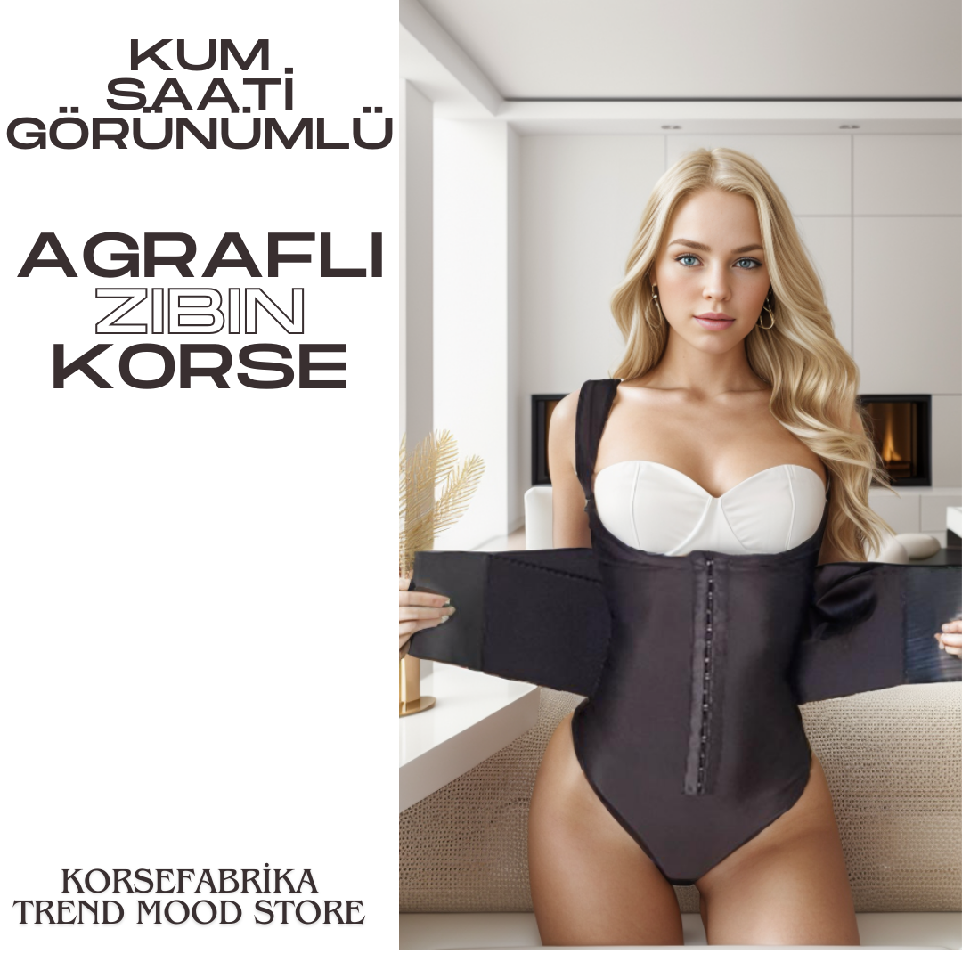 TOPARLAYICI KUM SAATİ GÖRÜNÜMLÜ AGRAFLI BEL AYARLI ZIBIN KORSE