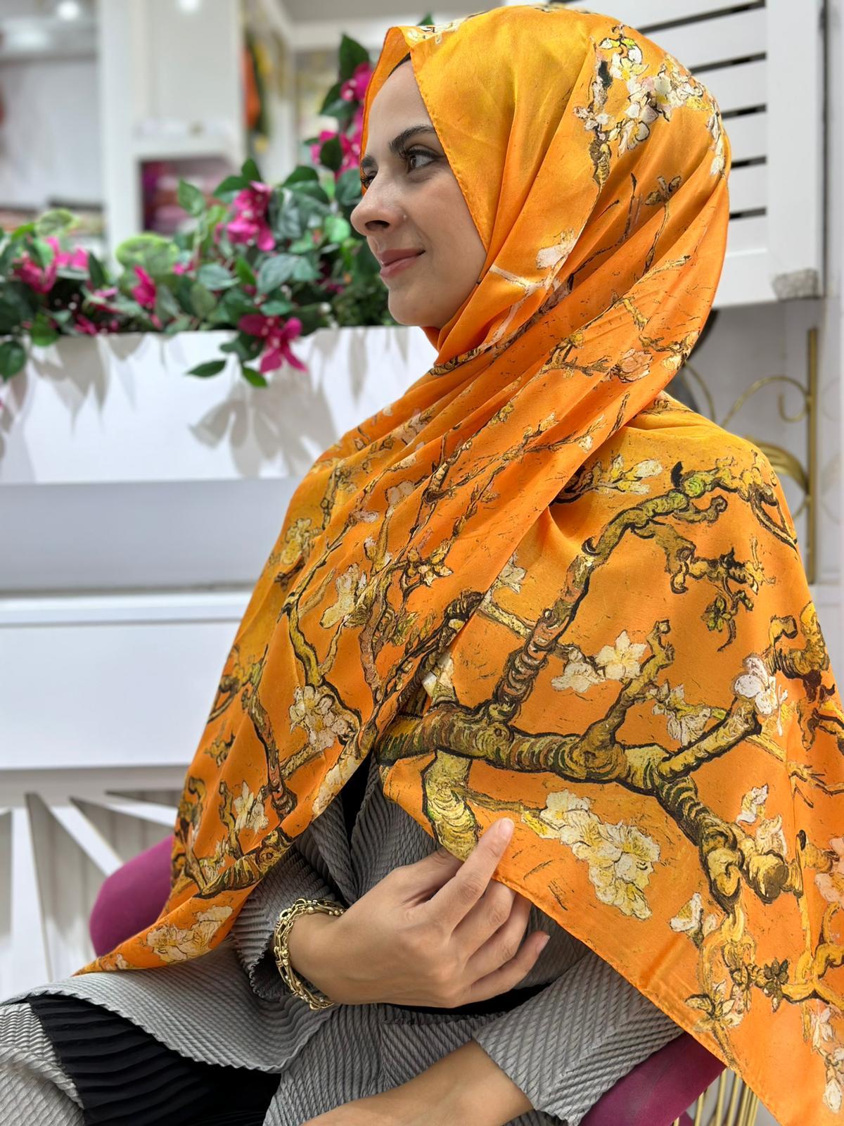 Armanda İthal Vual Şal Orange Rengi