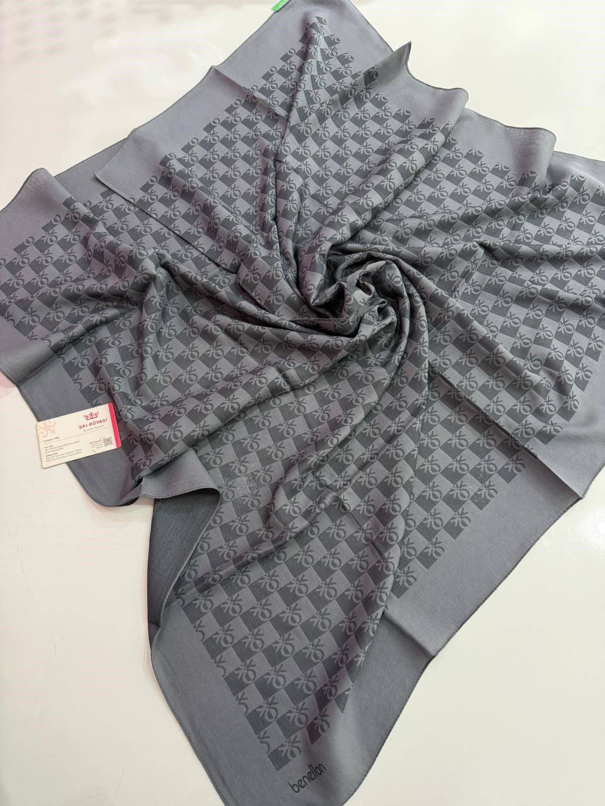 Benetton Monogram Elegante Eşarp Civa Rengi