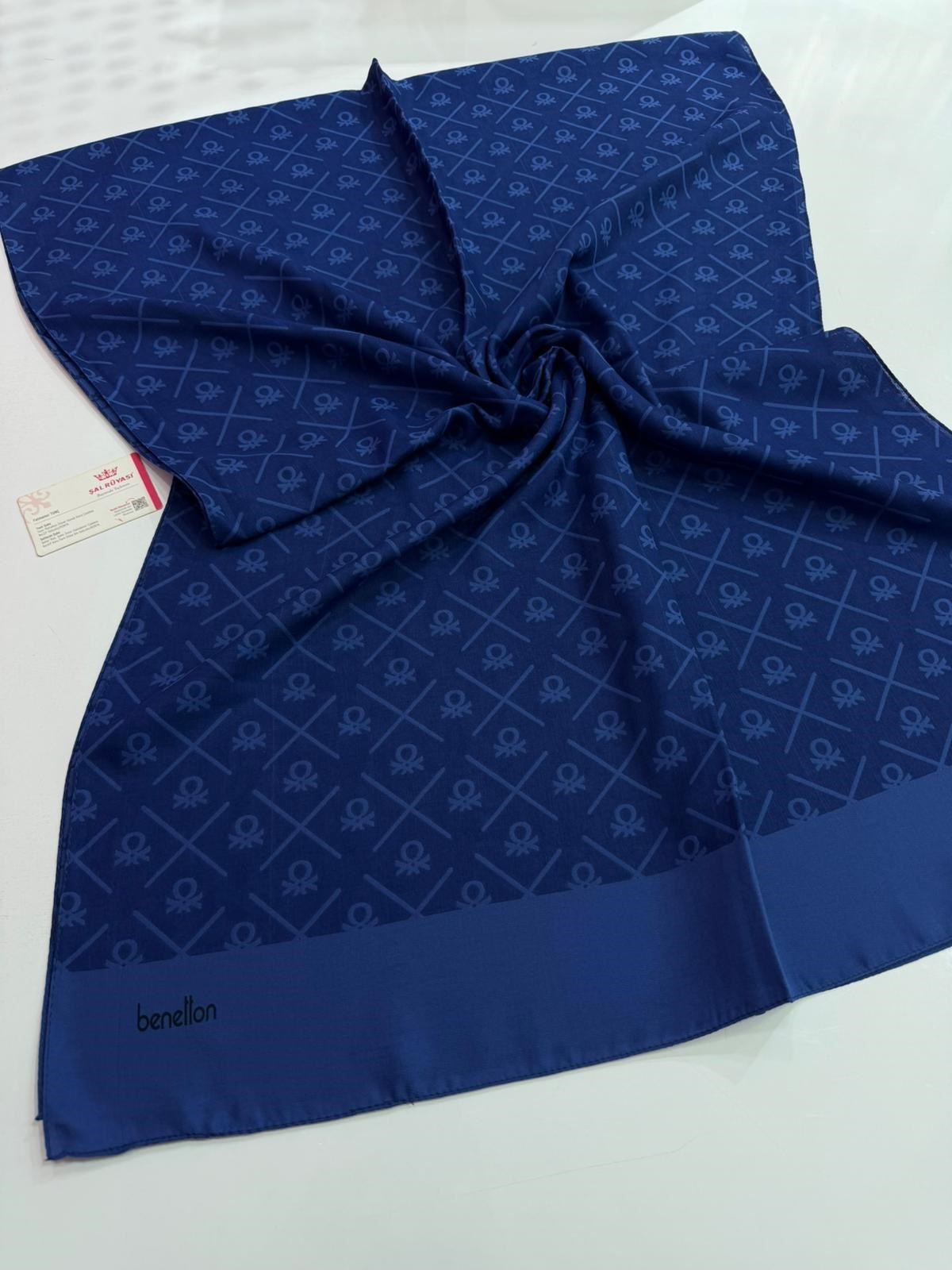 Benetton Monogram Elegante Şal Saks Rengi