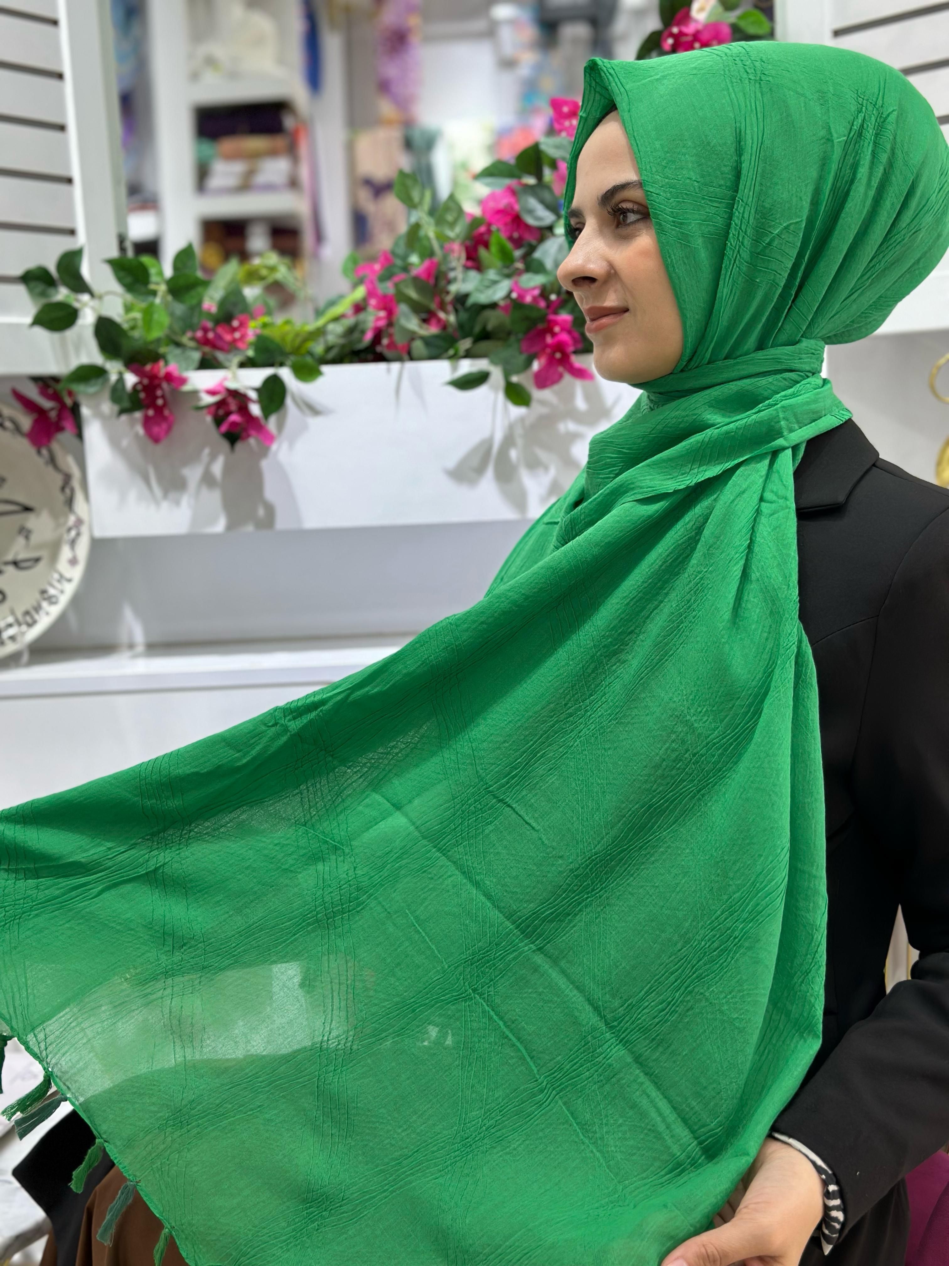 Bohem Tek Renk Şal Yeşil Rengi