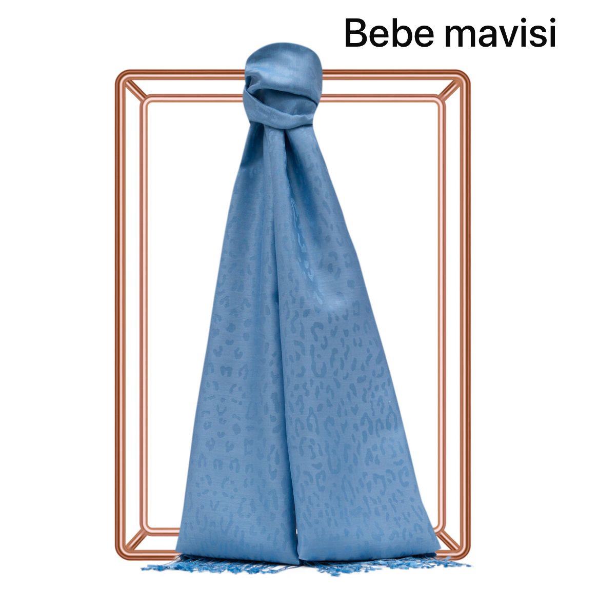 Desenli Leopar Jakar Şal (Bebe Mavisi)