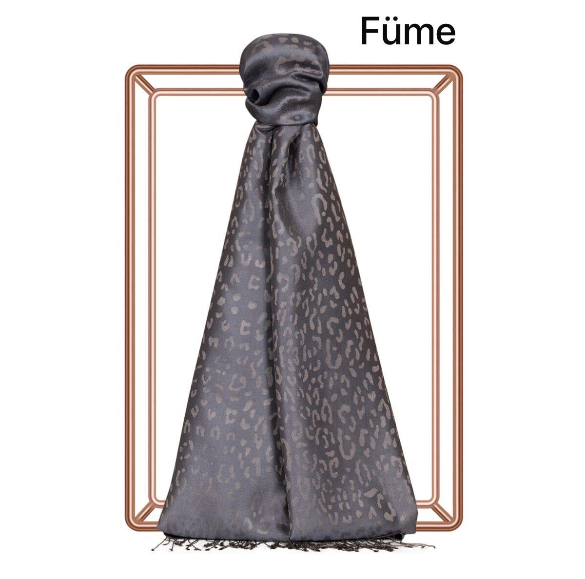Desenli Leopar Jakar Şal (Füme)