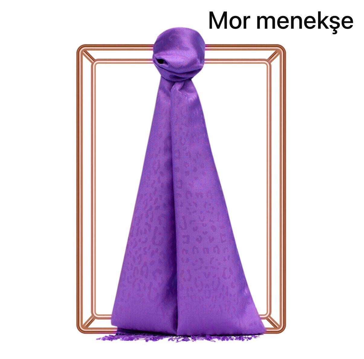 Desenli Leopar Jakar Şal (Mor Menekşe)