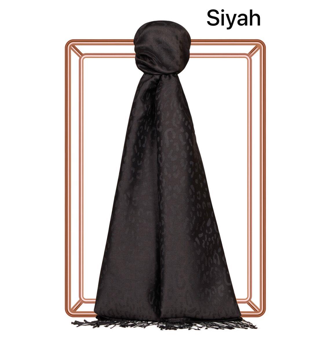 Desenli Leopar Jakar Şal (Siyah)