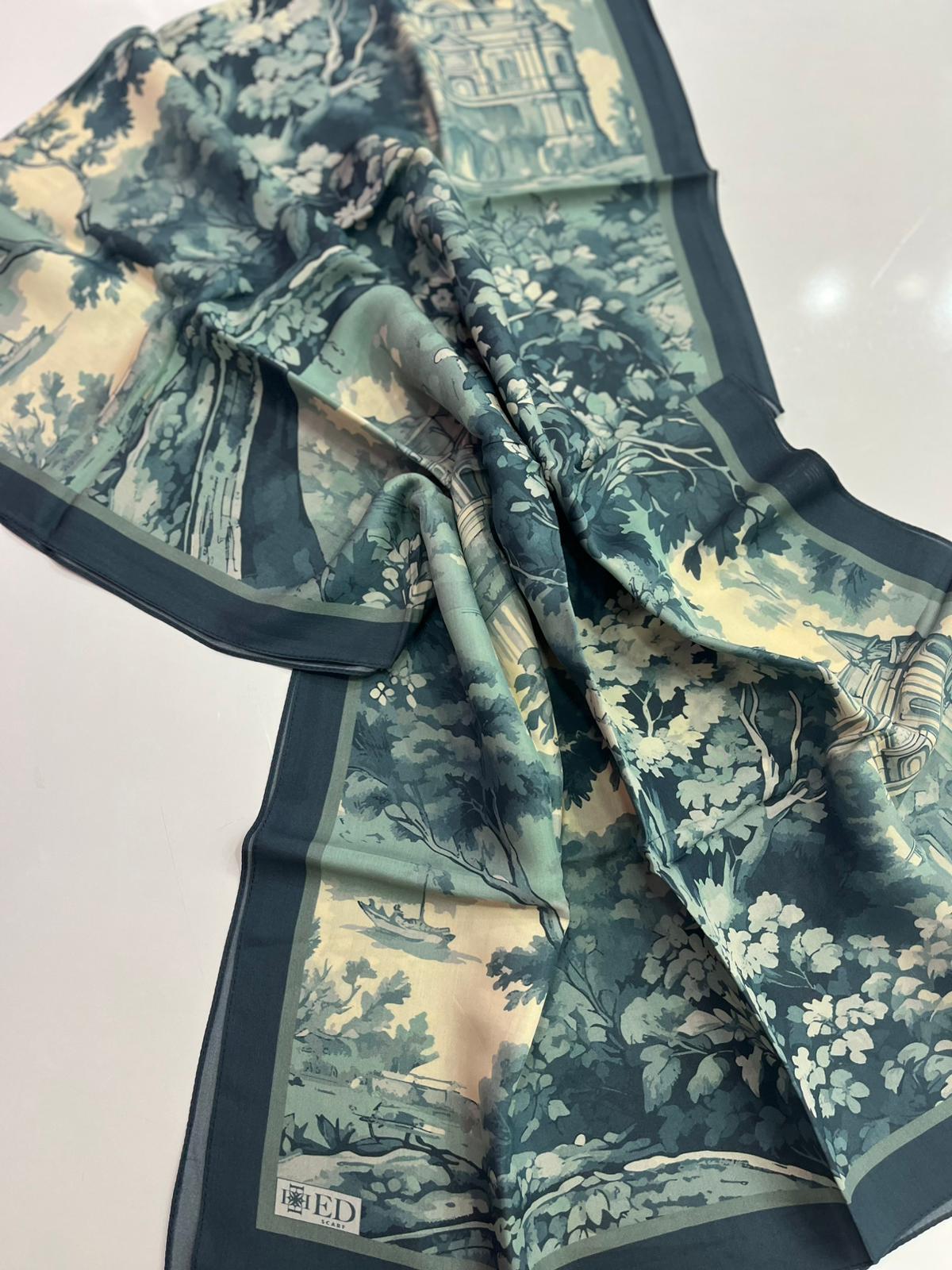 Ed Scarf Desenli Floş Viskon Şal 02