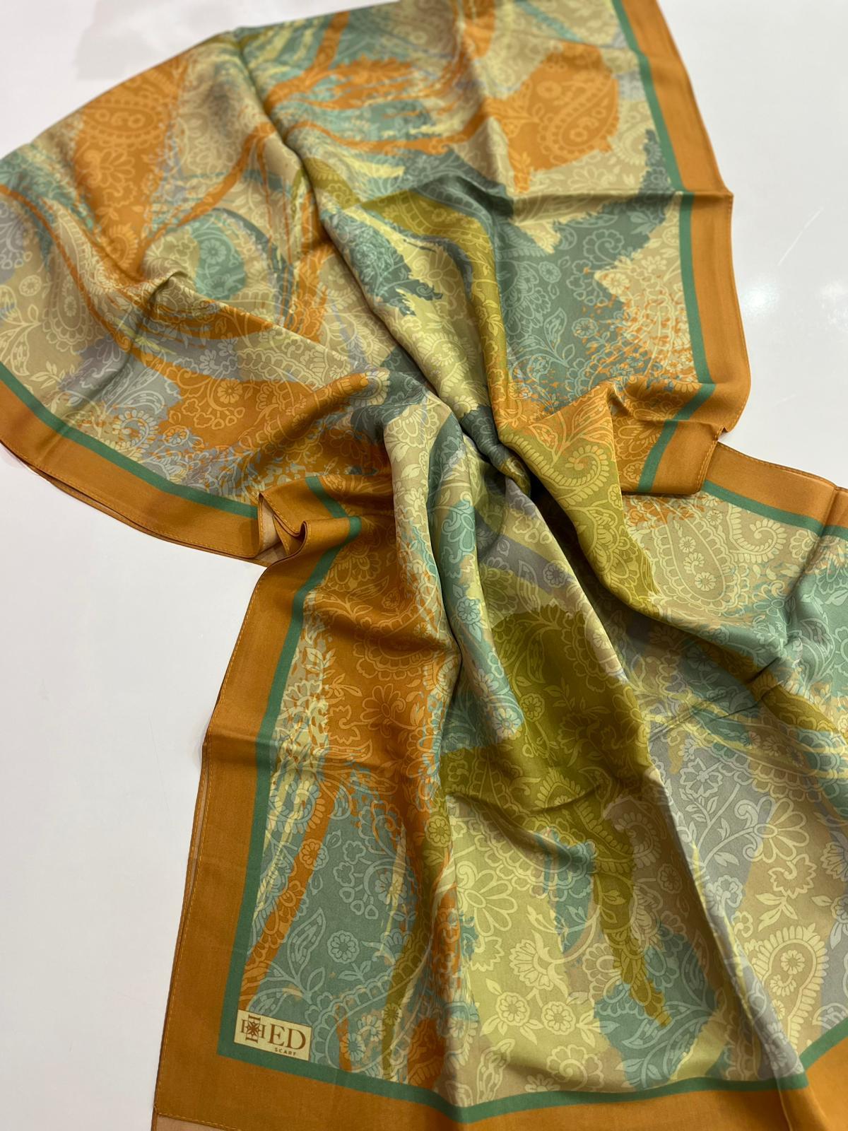 Ed Scarf Desenli Floş Viskon Şal 02