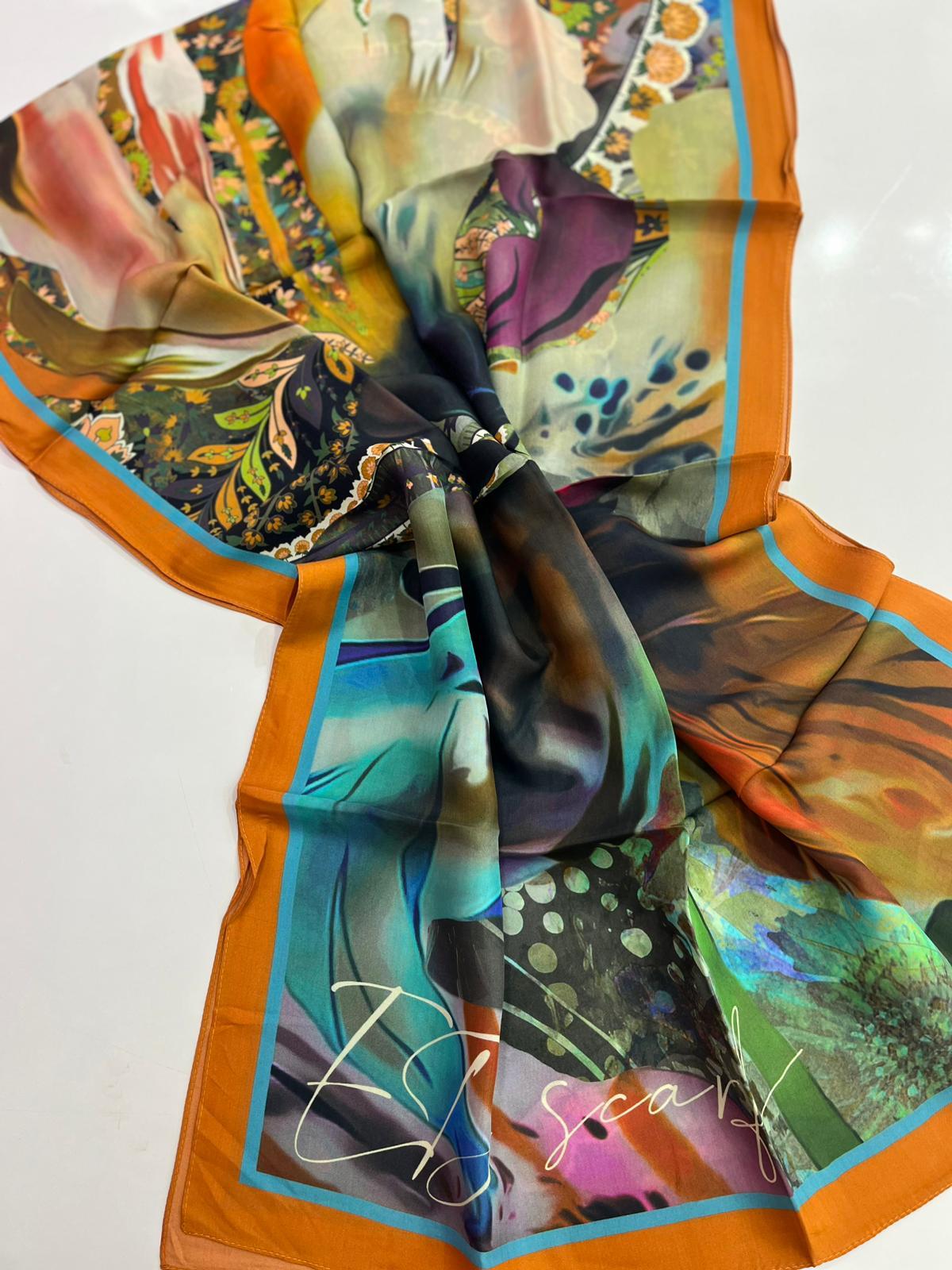 Ed Scarf Desenli Floş Viskon Şal 03
