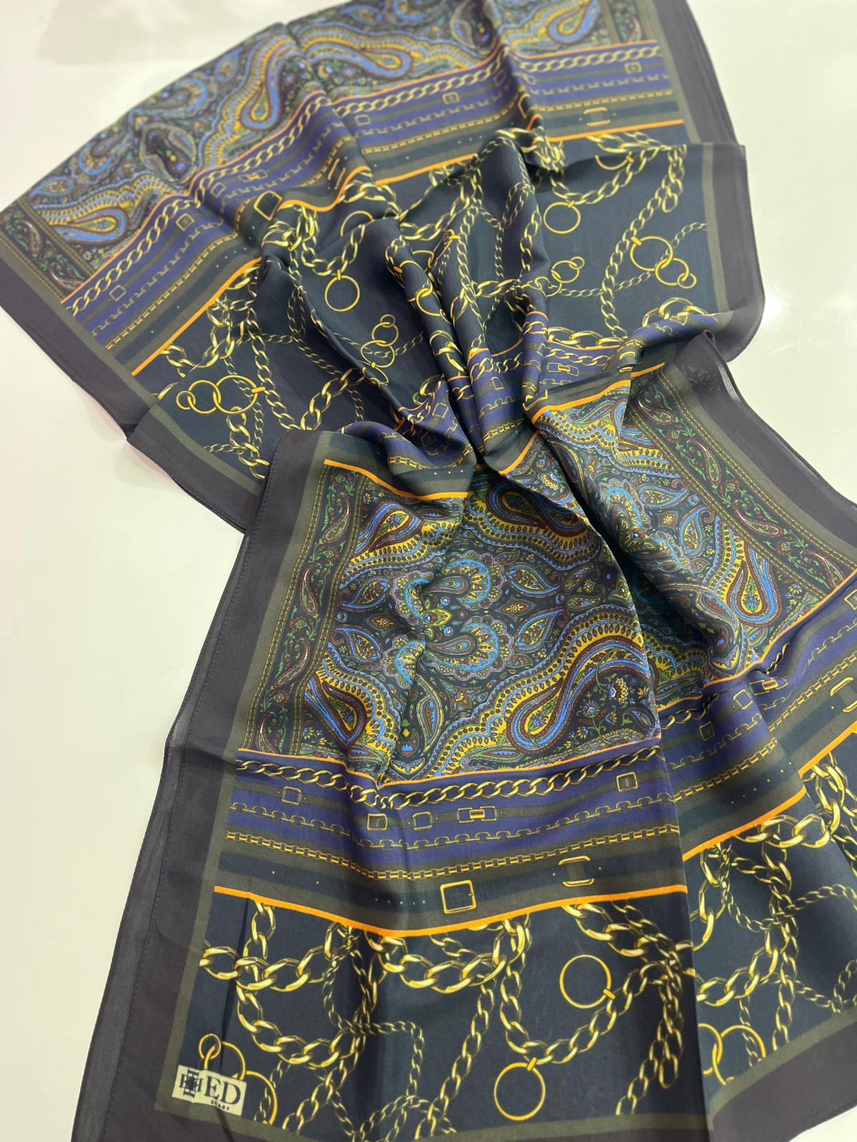 Ed Scarf Desenli Floş Viskon Şal 04