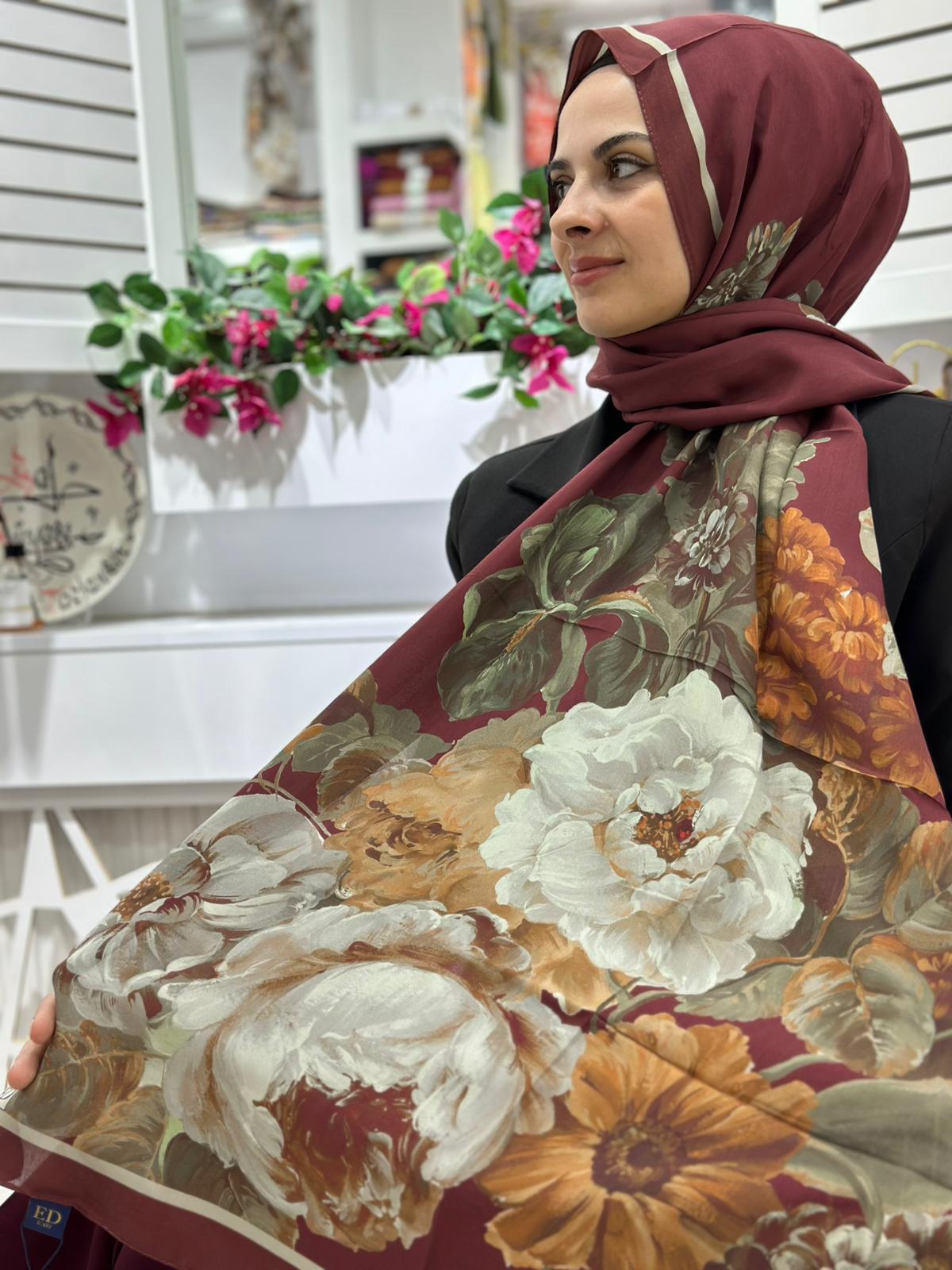 Ed Scarf Desenli Floş Viskon Şal 06