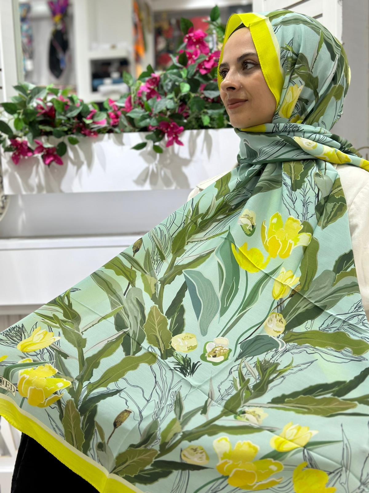 Ed Scarf Desenli Floş Viskon Şal 06