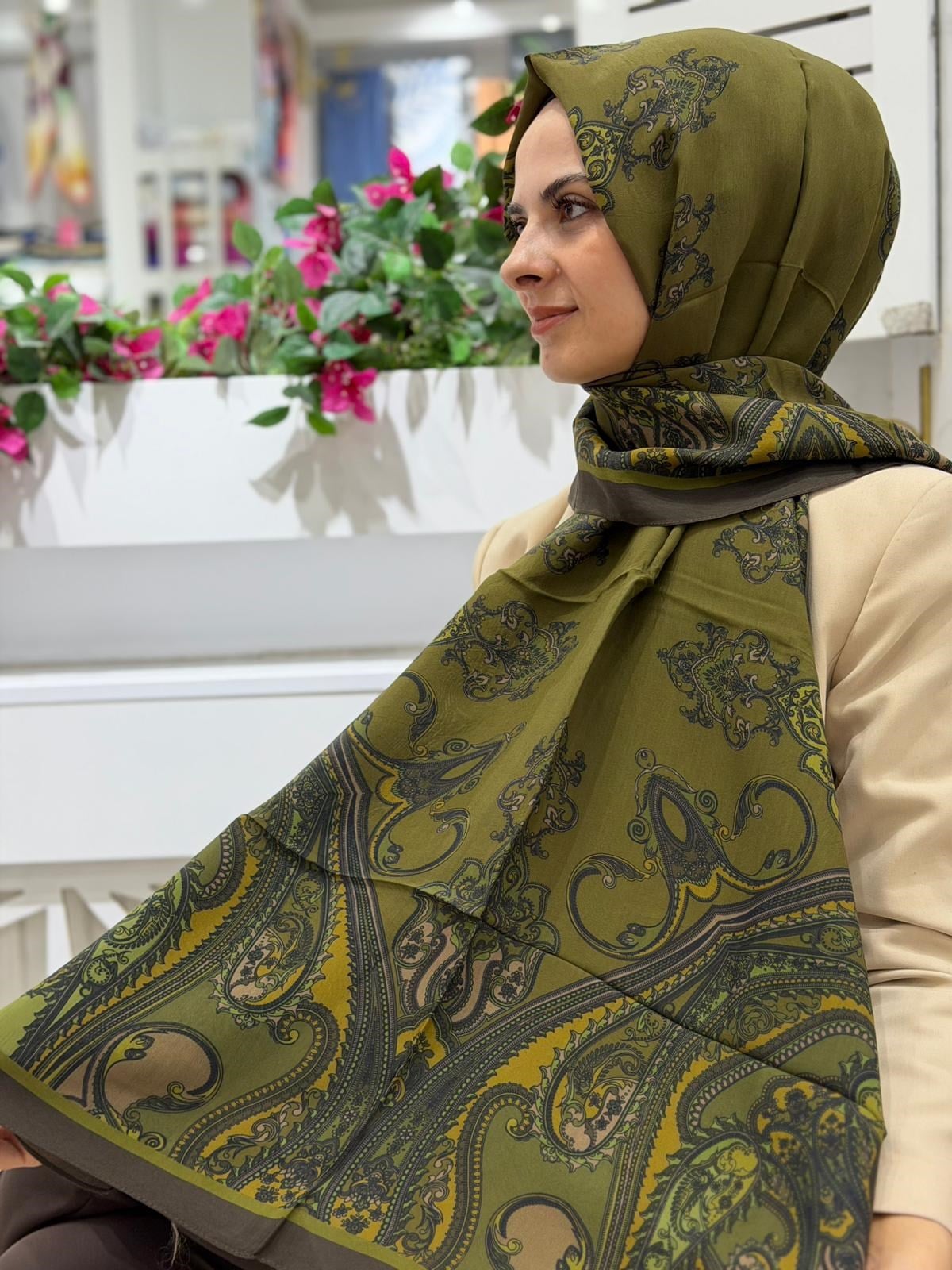 Ed Scarf Desenli Yeni Sezon Floş Viskon Şal 03
