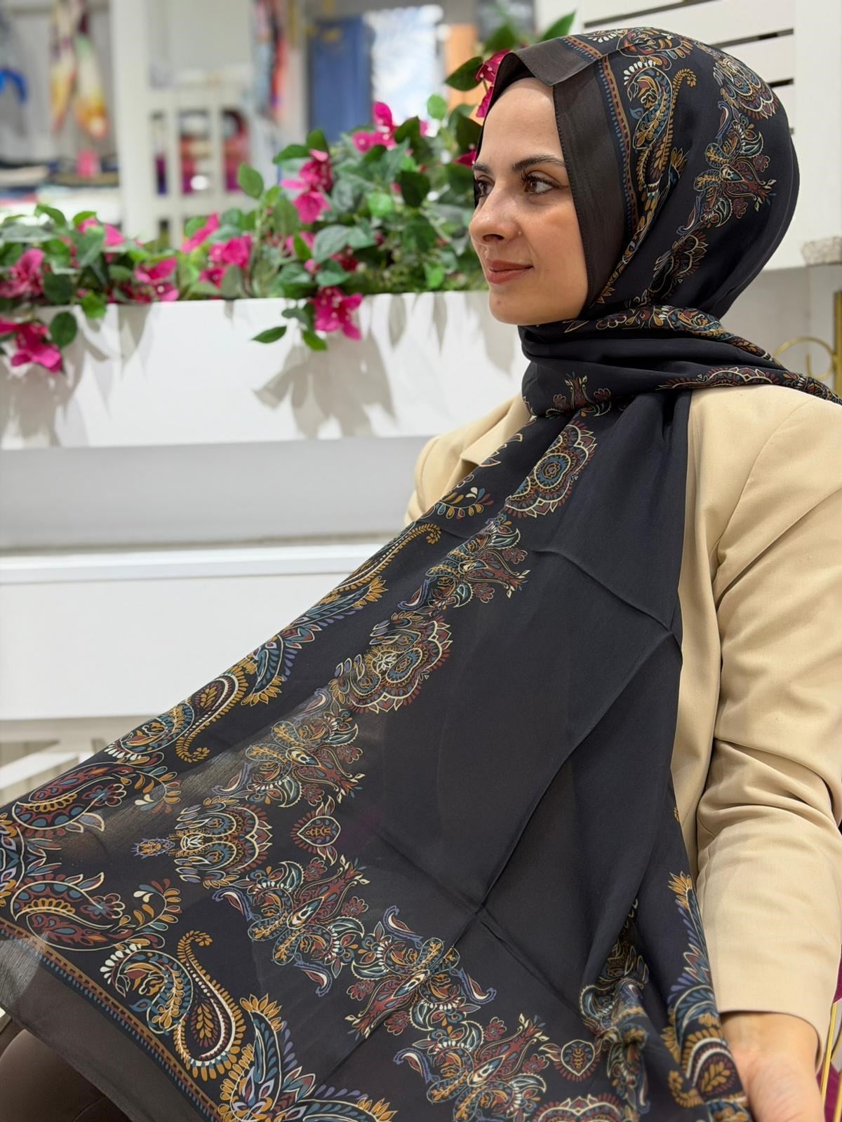 Ed Scarf Desenli Yeni Sezon Floş Viskon Şal 07