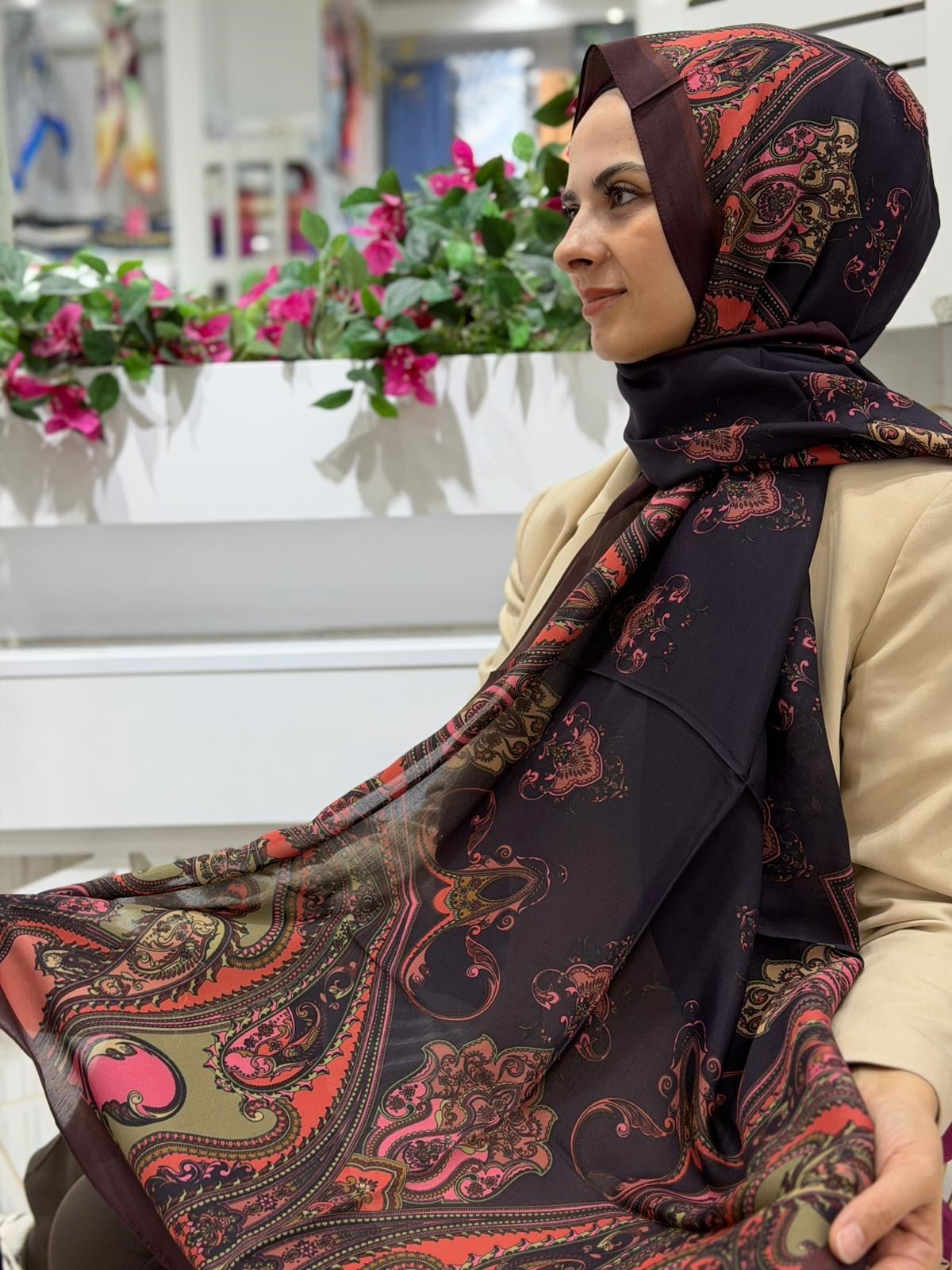 Ed Scarf Desenli Yeni Sezon Floş Viskon Şal 05