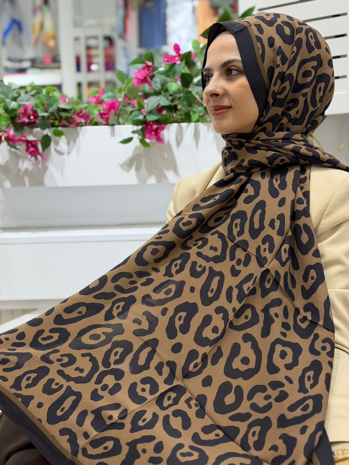 Ed Scarf Leopar Desenli Yeni Sezon Floş Viskon Şal 03