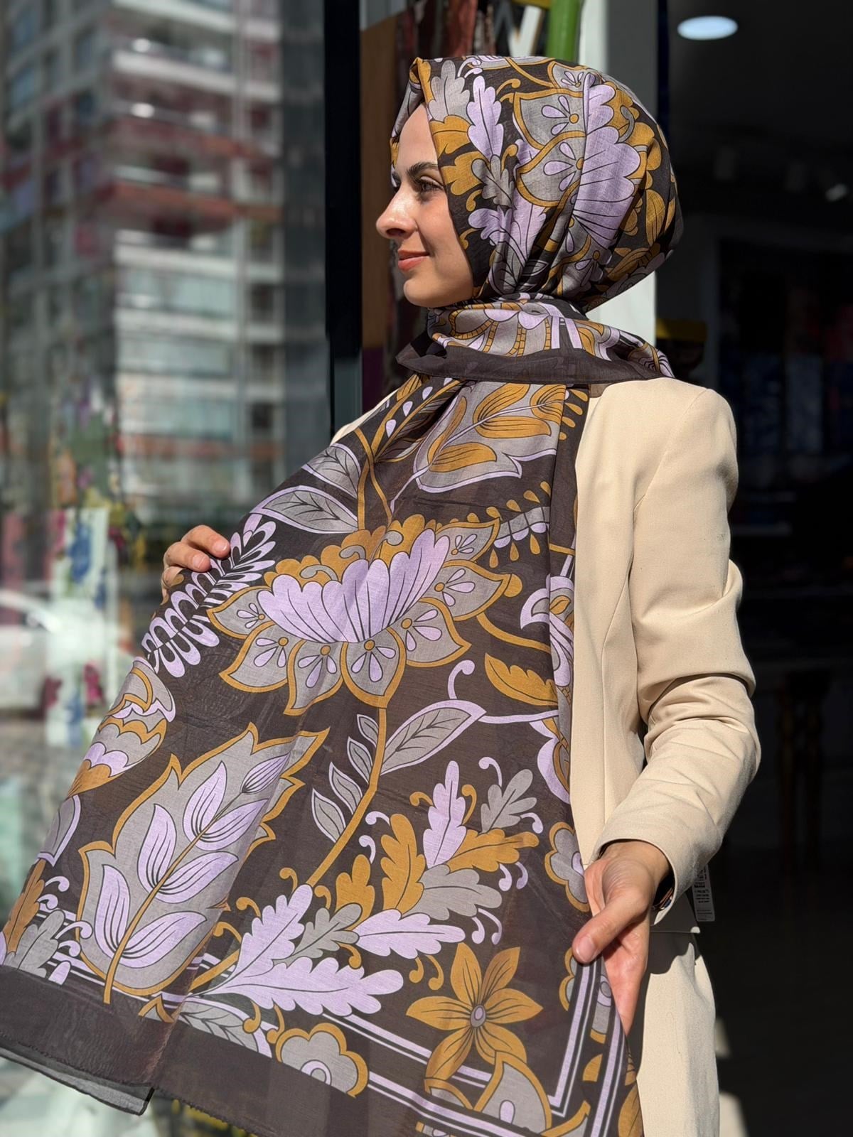 İpekevi  Desenli Tensel Şal 02