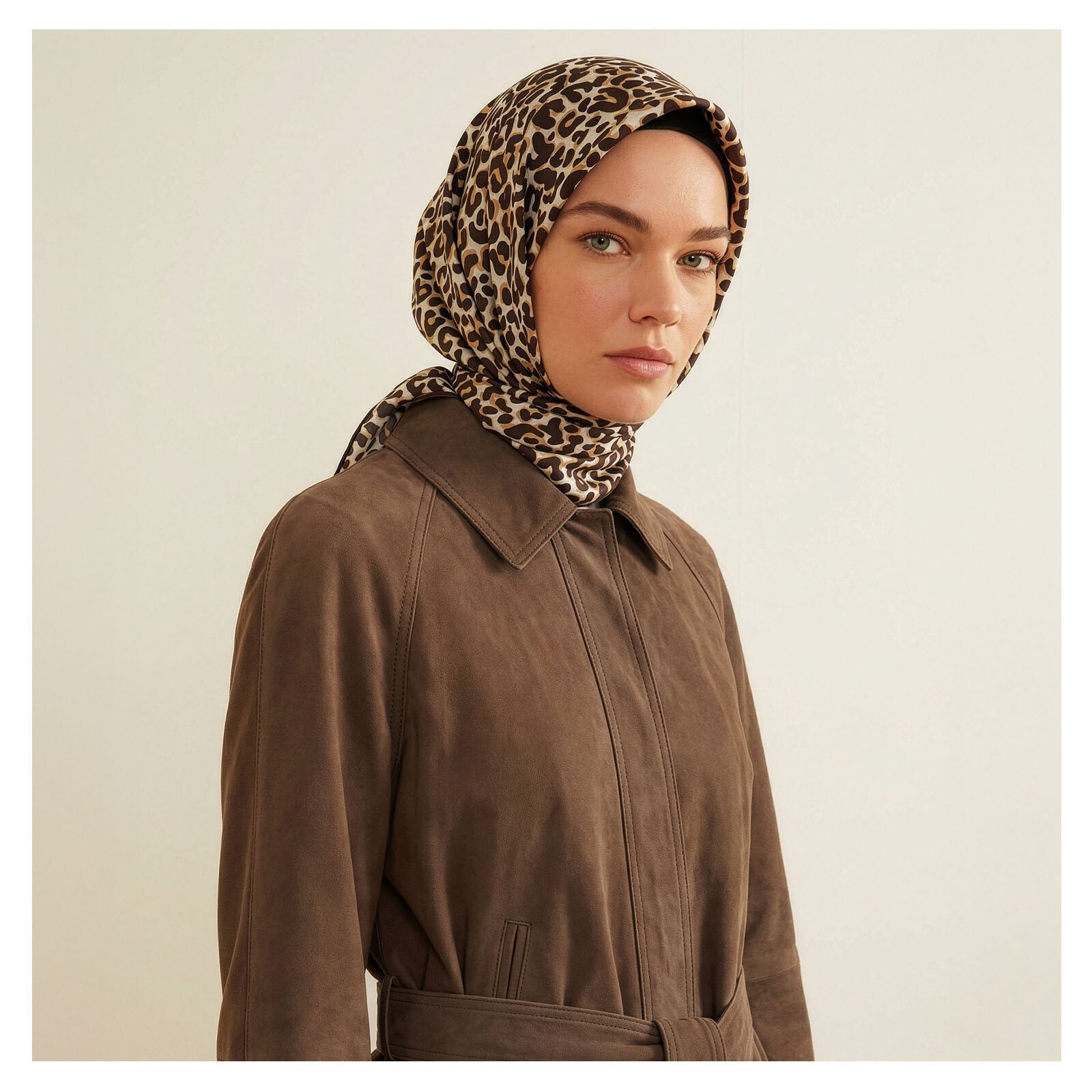 İpekevi Leopar Eşarp Kahve