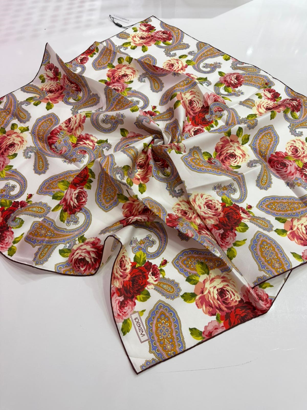 İpekevi Yeni Sezon Desenli Twill İpek Eşarp 01