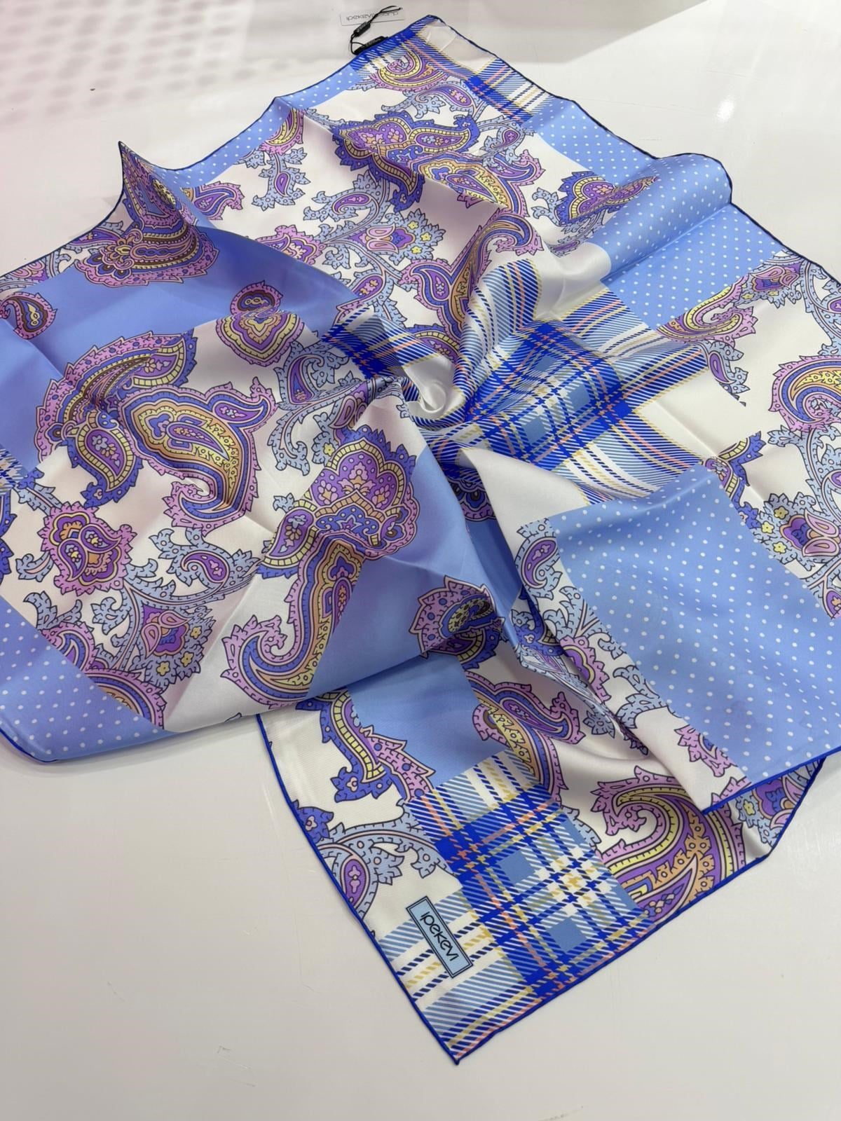 İpekevi Yeni Sezon Desenli Twill İpek Eşarp 03