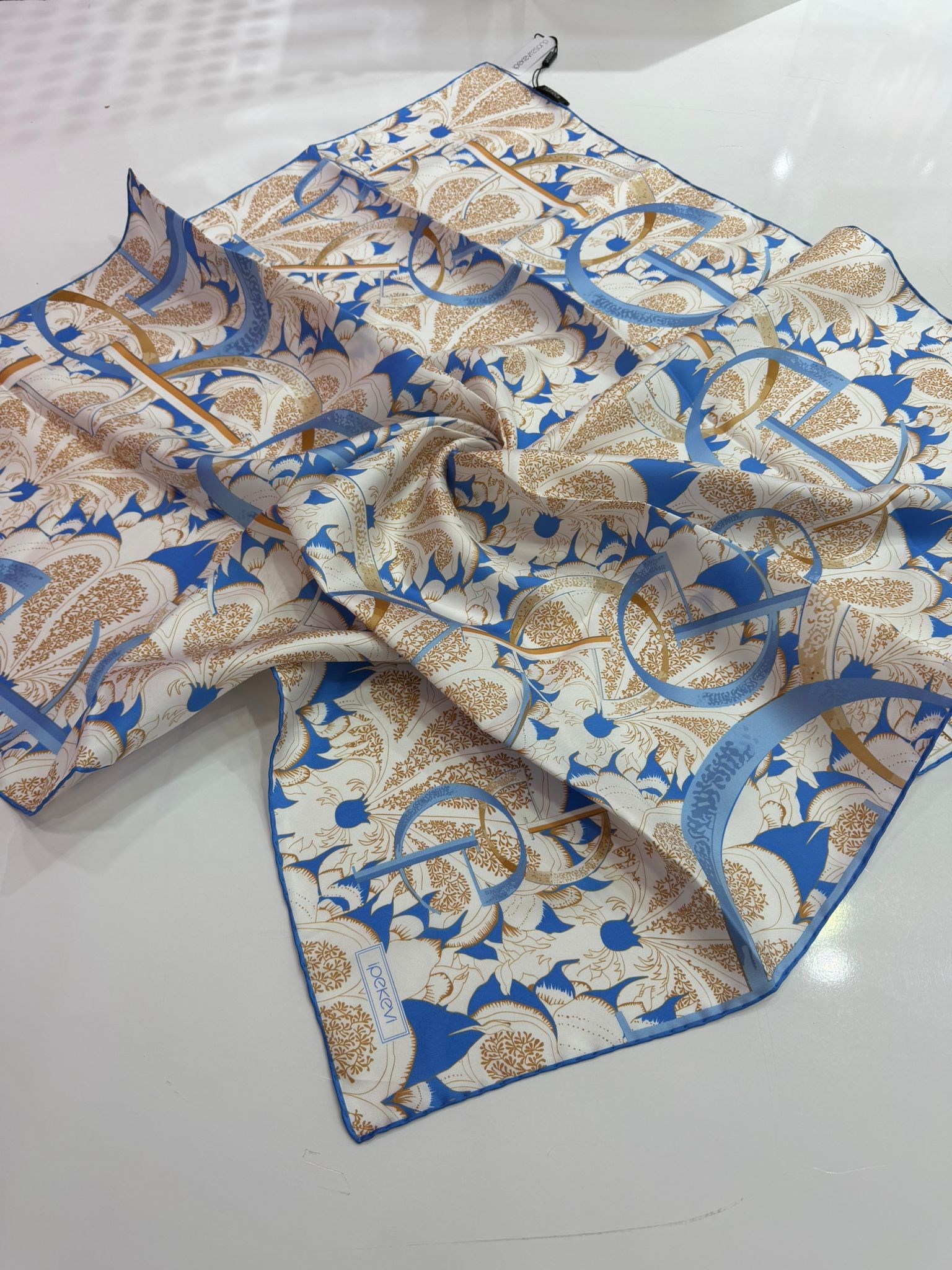 İpekevi Yeni Sezon Desenli Twill İpek Eşarp 02