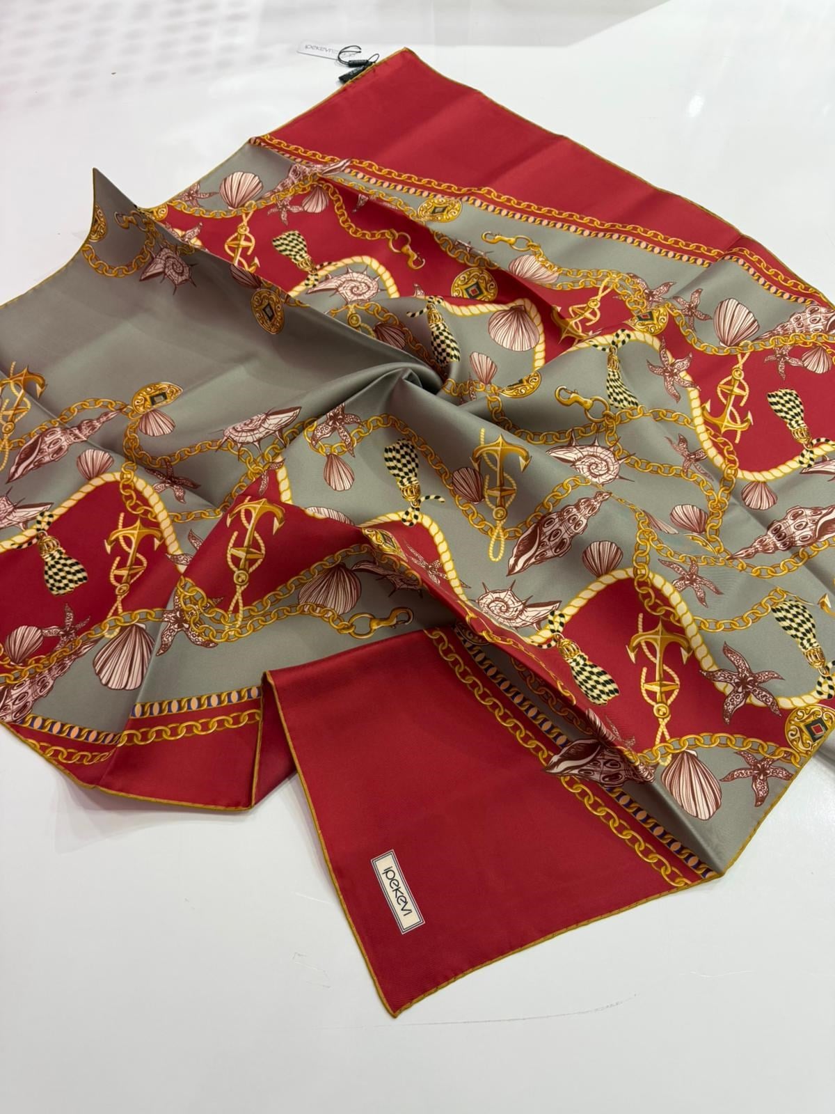 İpekevi Yeni Sezon Desenli Twill İpek Eşarp 03