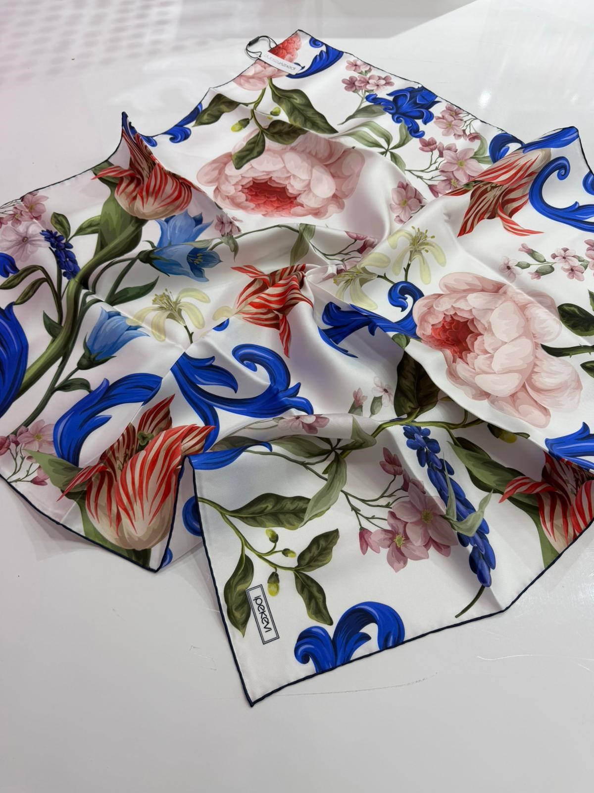 İpekevi Yeni Sezon Desenli Twill İpek Eşarp 01