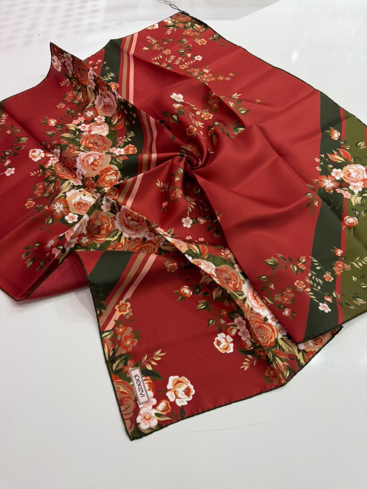 İpekevi Yeni Sezon Desenli Twill İpek Eşarp 02