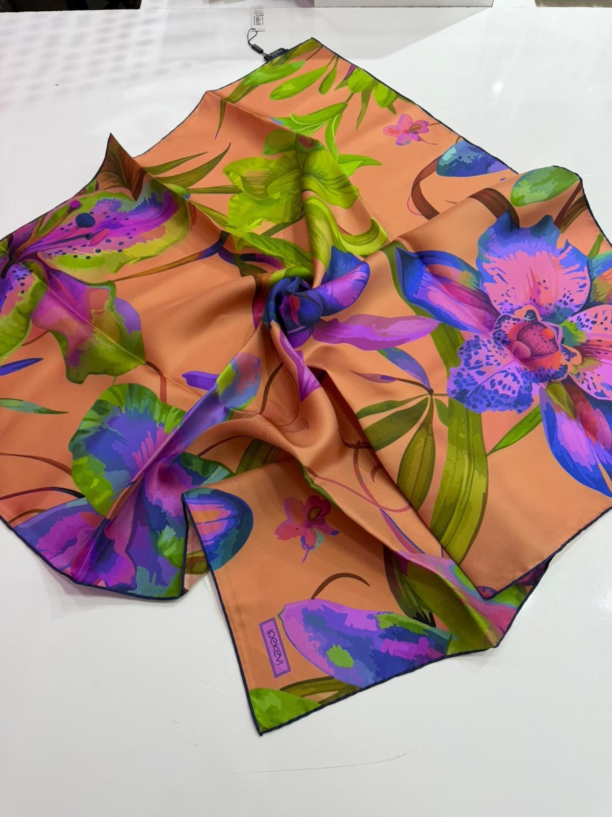 İpekevi Yeni Sezon Desenli Twill İpek Eşarp 02