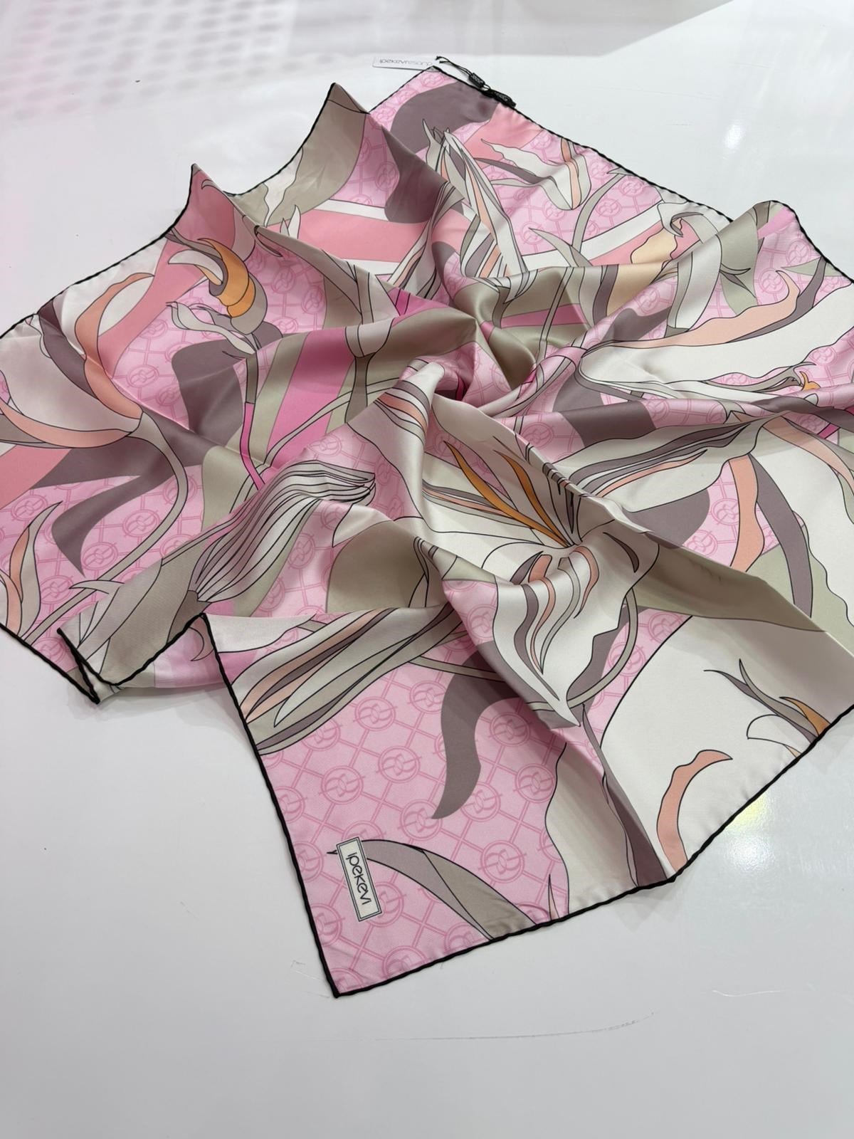 İpekevi Yeni Sezon Desenli Twill İpek Eşarp 02