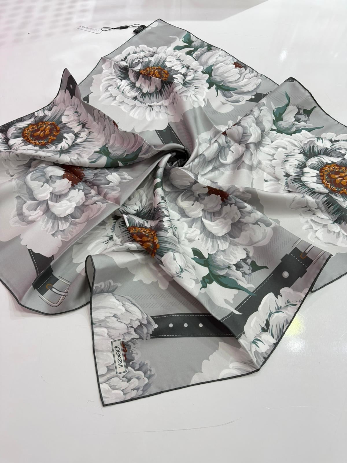 İpekevi Yeni Sezon Desenli Twill İpek Eşarp 01