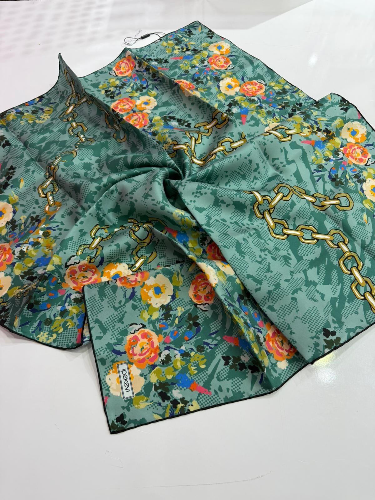 İpekevi Yeni Sezon Desenli Twill İpek Eşarp 02